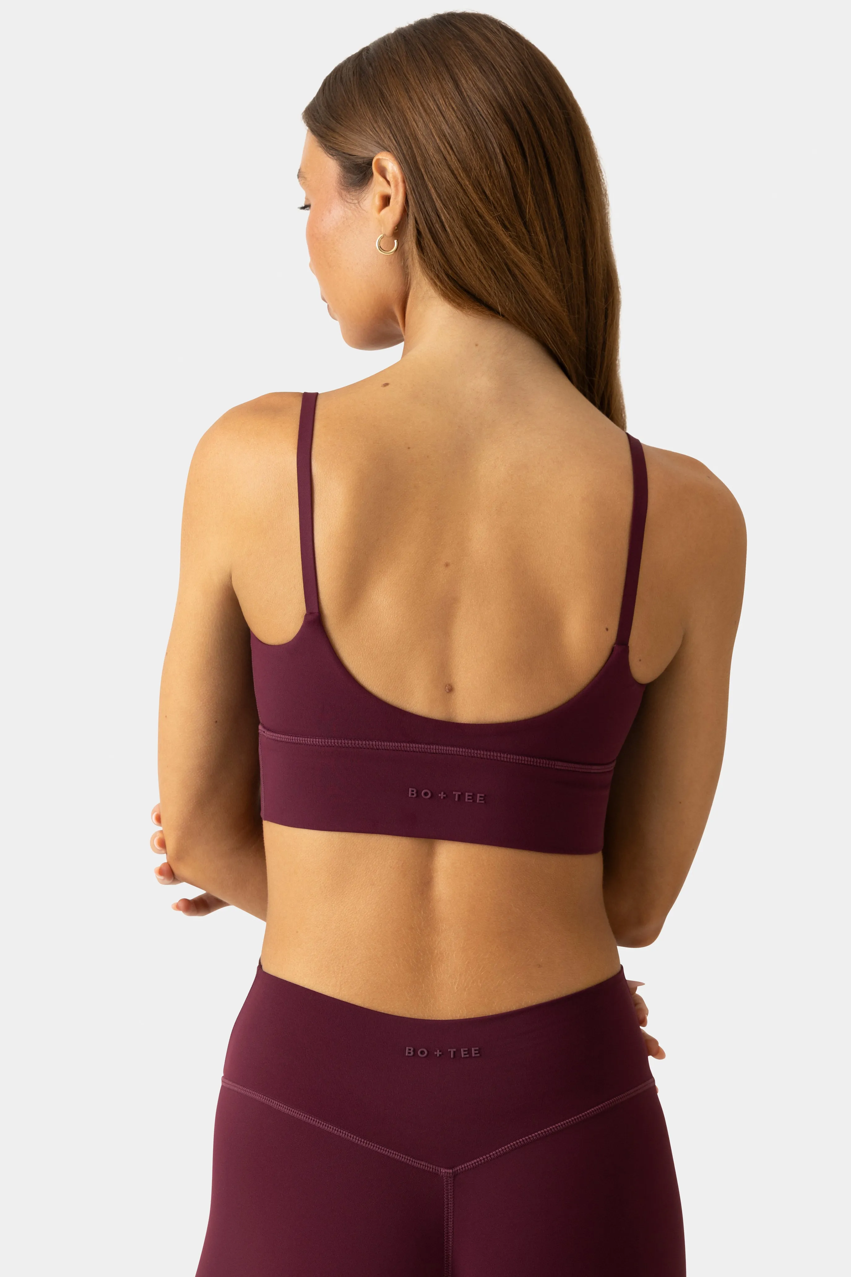 Soft Active Scoop-Neck Sports Bra in Burgundy sold by Bo + Tee product image thumbnail 2