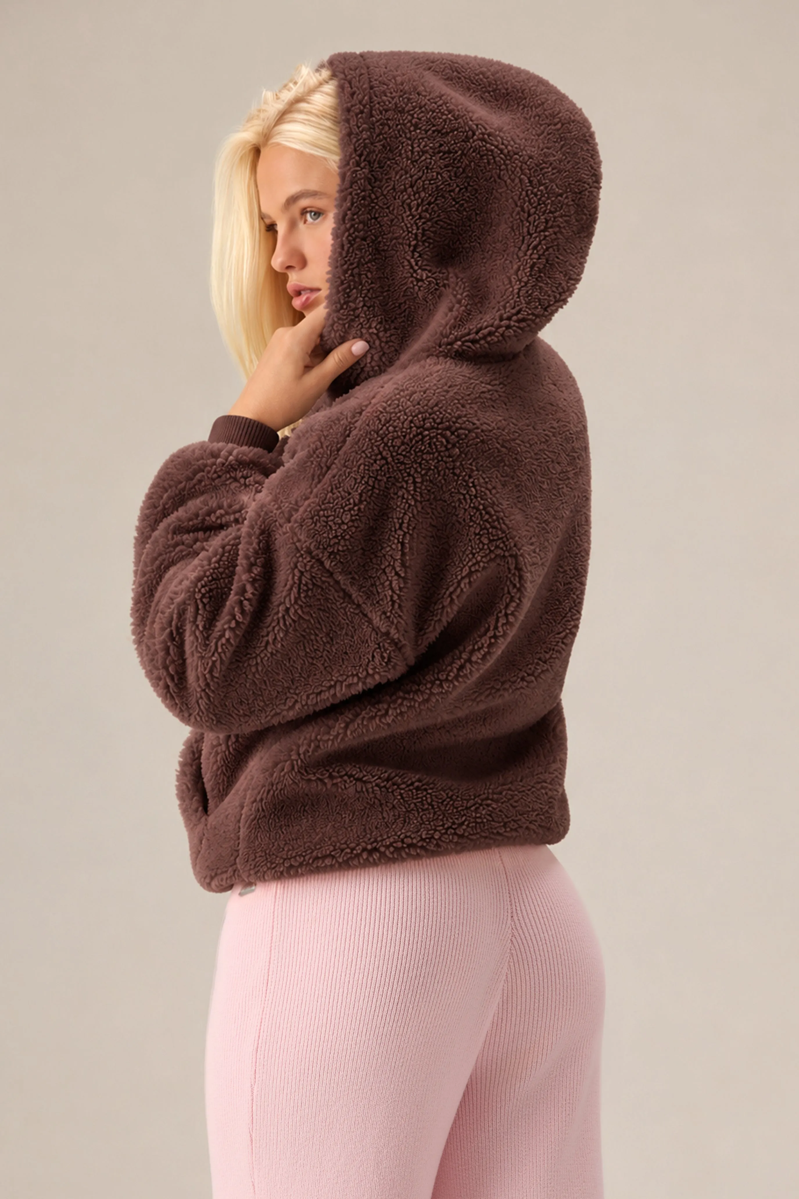Teddy Fleece Hoodie in Chestnut sold by Bo + Tee product image thumbnail 3