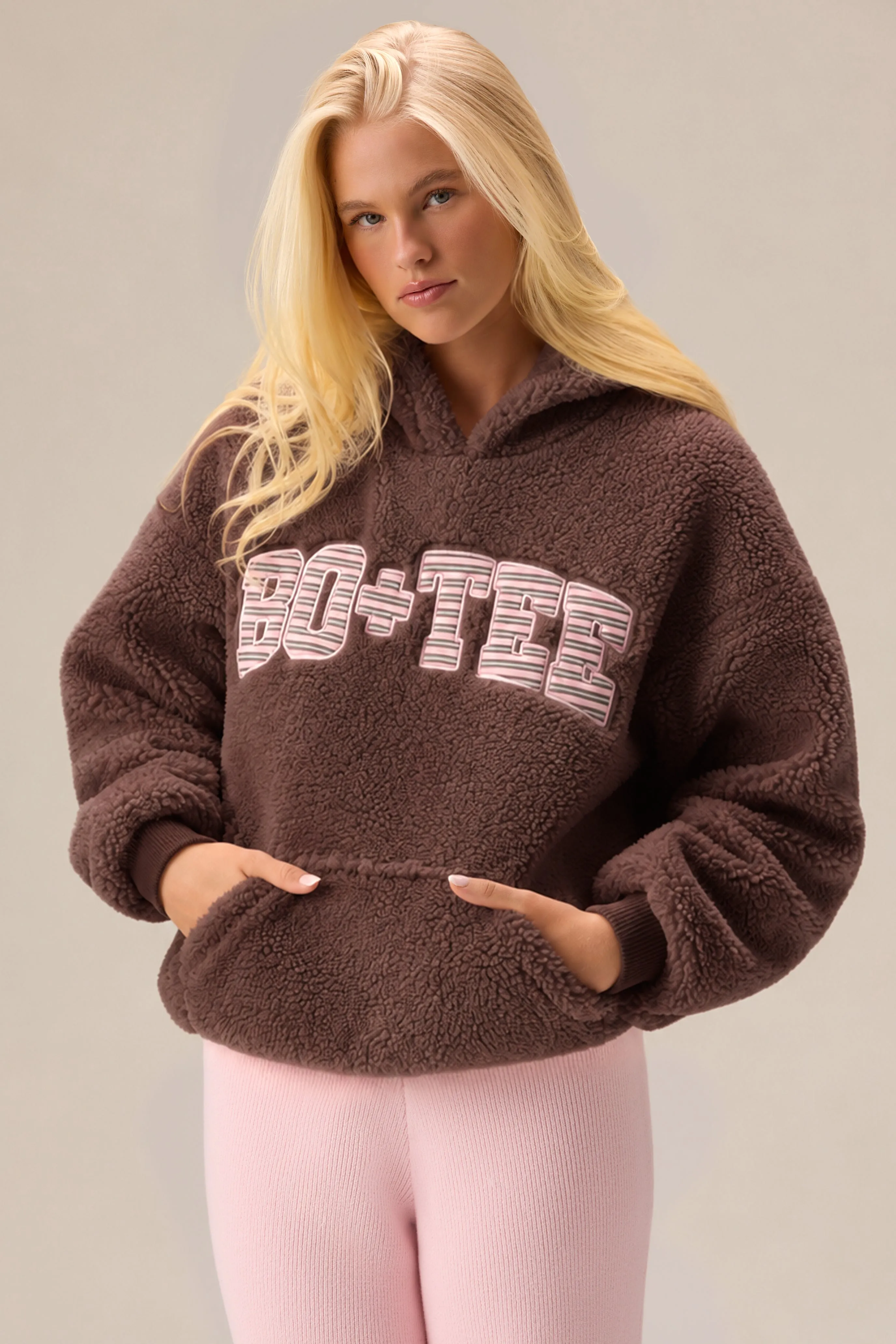 Teddy Fleece Hoodie in Chestnut sold by Bo + Tee product image thumbnail 2