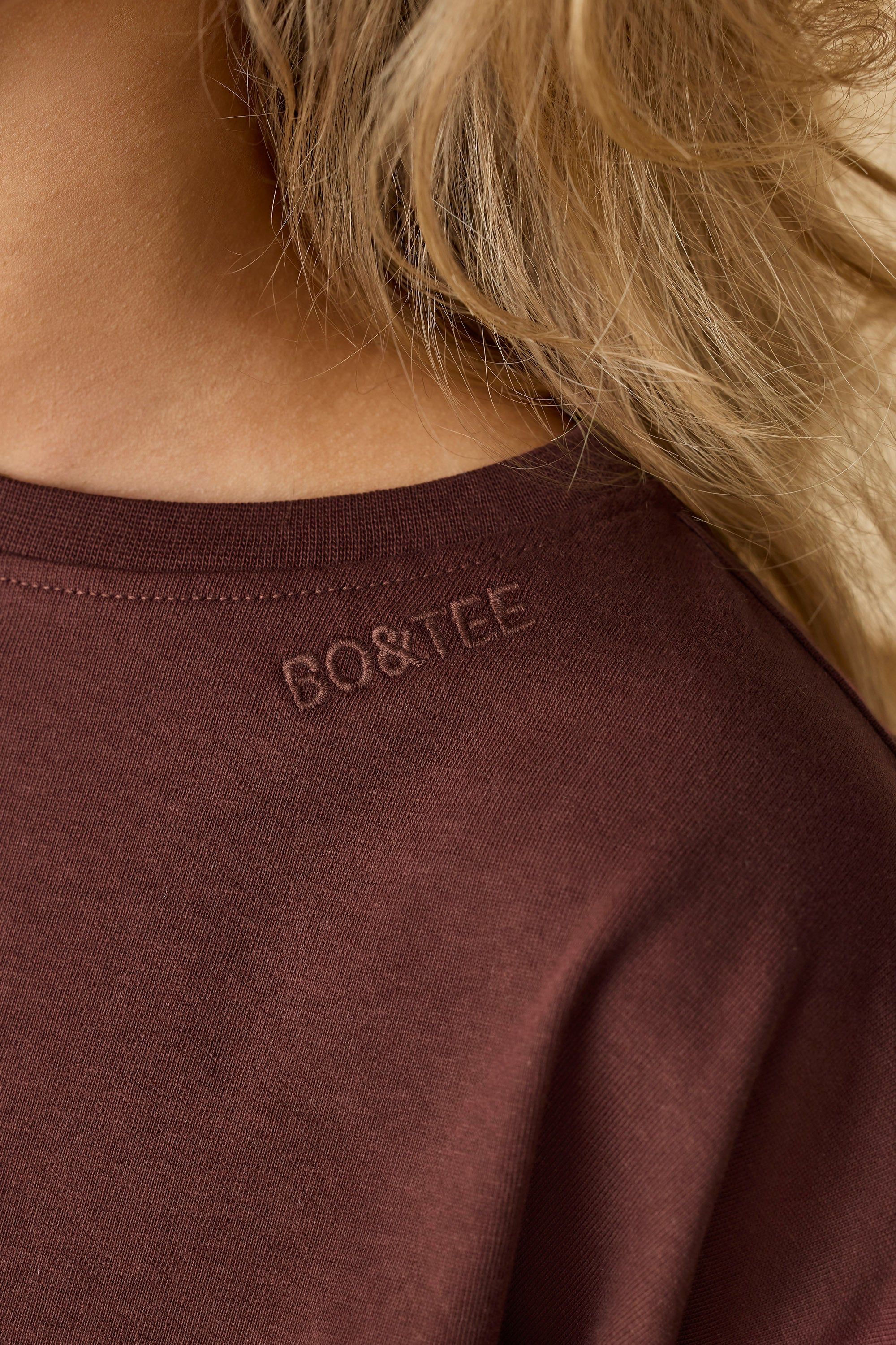 Calm - Oversized Long Sleeve Crop Top in Mahogany sold by Bo + Tee product image thumbnail 4