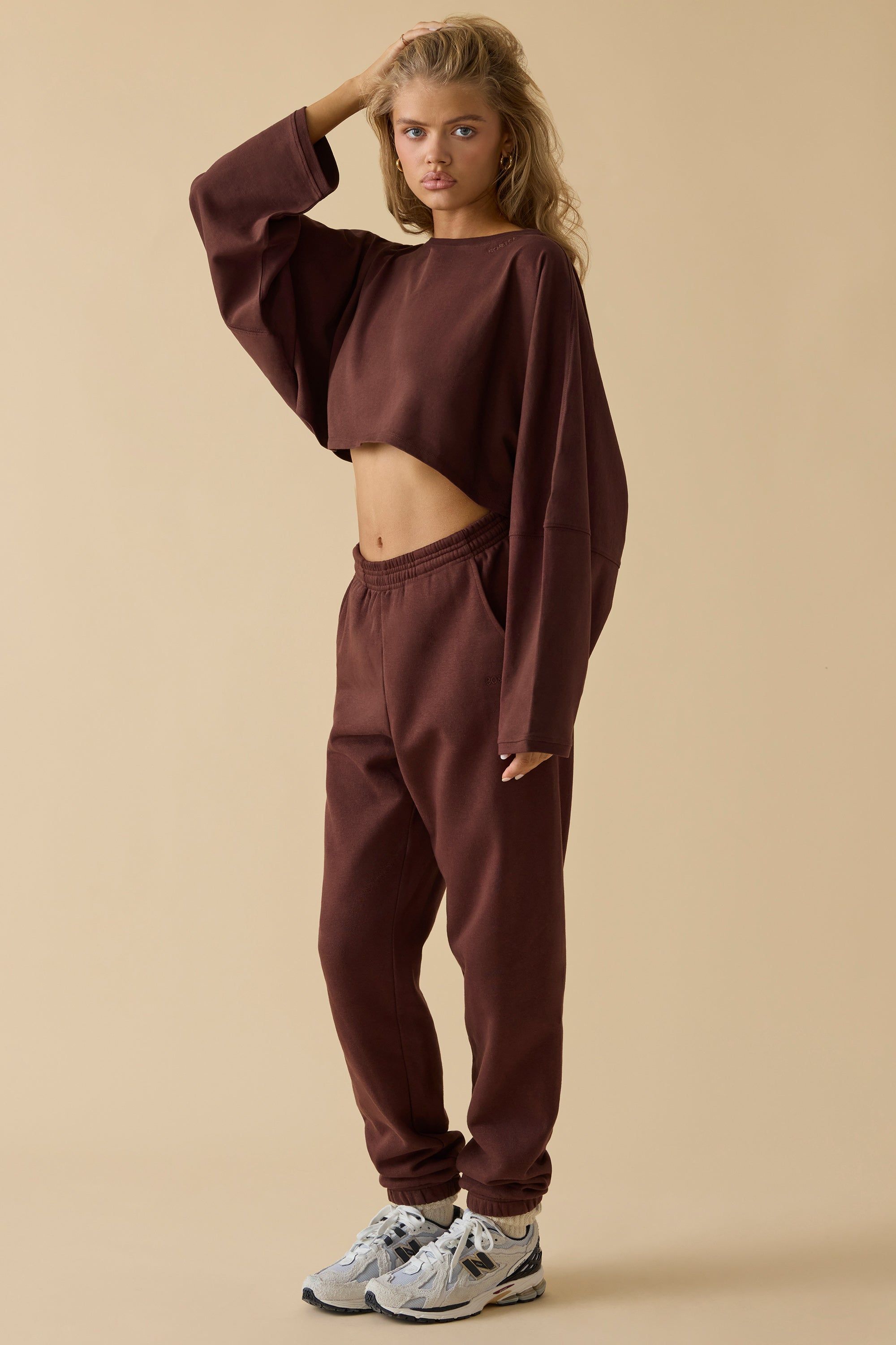 Calm - Oversized Long Sleeve Crop Top in Mahogany sold by Bo + Tee product image thumbnail 11