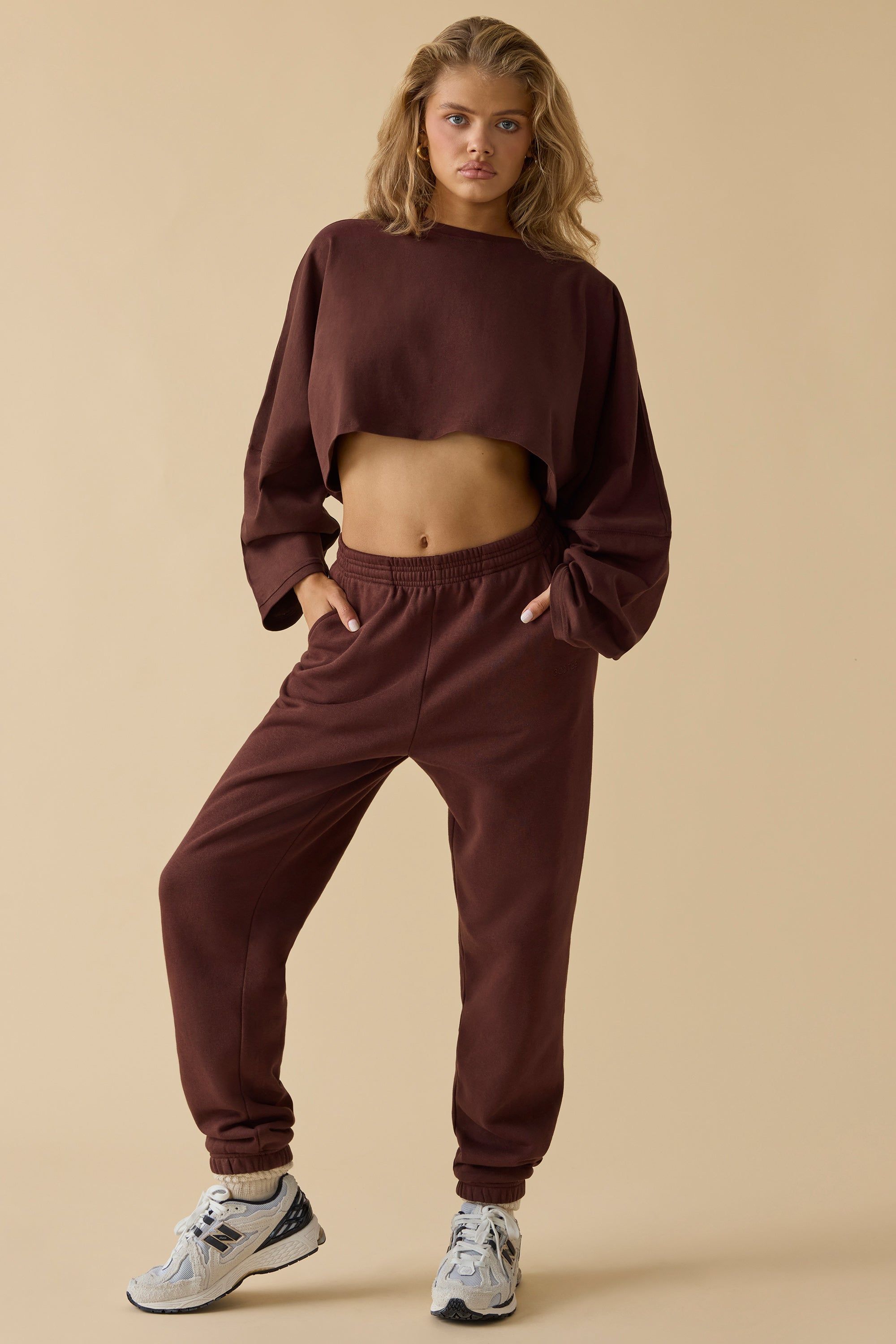 Calm - Oversized Long Sleeve Crop Top in Mahogany sold by Bo + Tee product image thumbnail 10