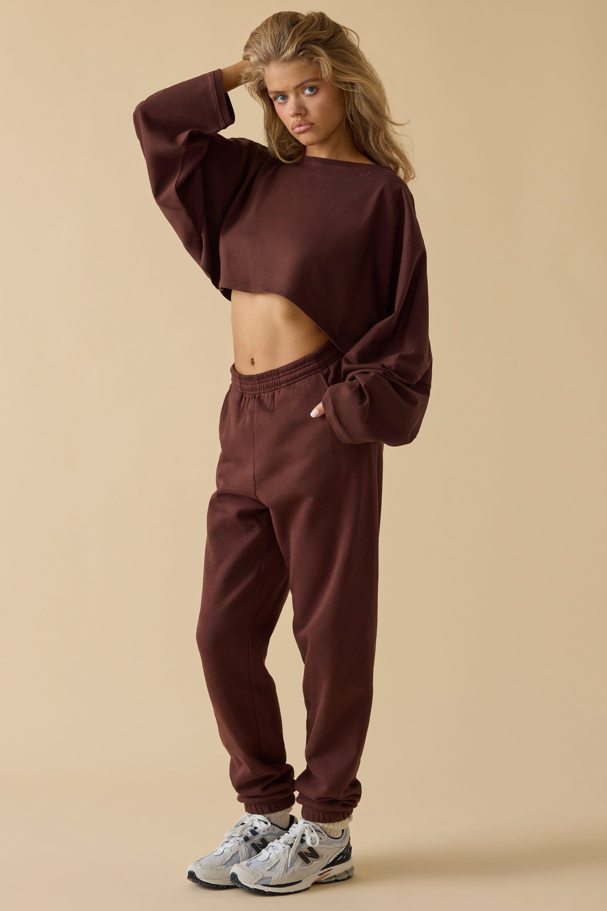 Calm - Oversized Long Sleeve Crop Top in Mahogany sold by Bo + Tee product image thumbnail 9