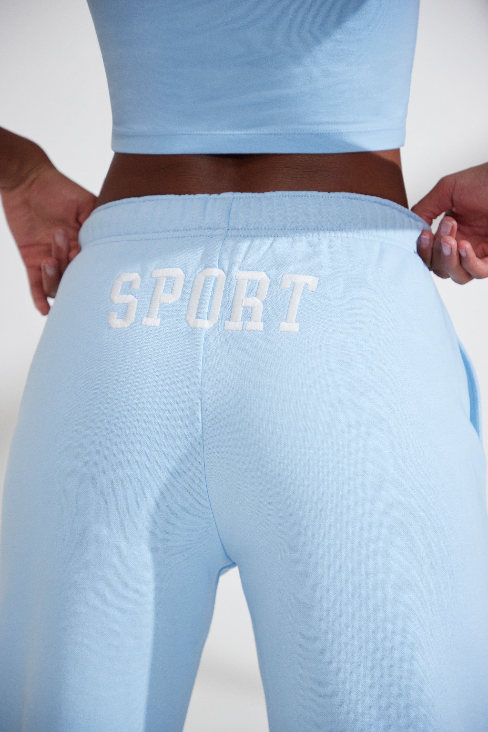 Athletics - Wide Leg Embroidered Back Joggers in Baby Blue sold by Bo + Tee product image thumbnail 4