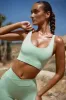 Accomplish - Plunge Neck Open Back FlexiRib Sports Bra in Mint Green sold by Bo + Tee