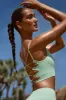 Accomplish - Plunge Neck Open Back FlexiRib Sports Bra in Mint Green sold by Bo + Tee
