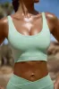 Accomplish - Plunge Neck Open Back FlexiRib Sports Bra in Mint Green sold by Bo + Tee