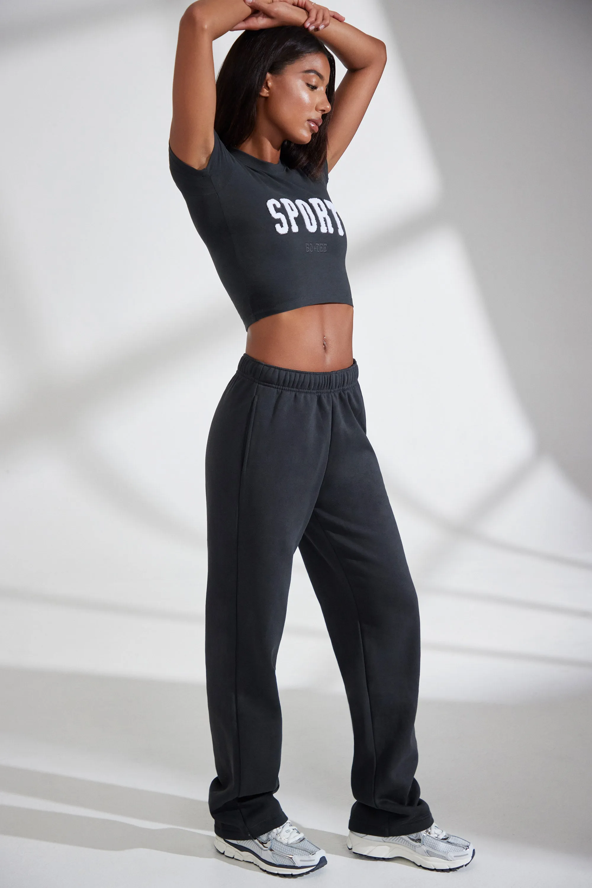 Athletics - Petite Wide Leg Embroidered Back Joggers in Black sold by Bo + Tee product image thumbnail 2