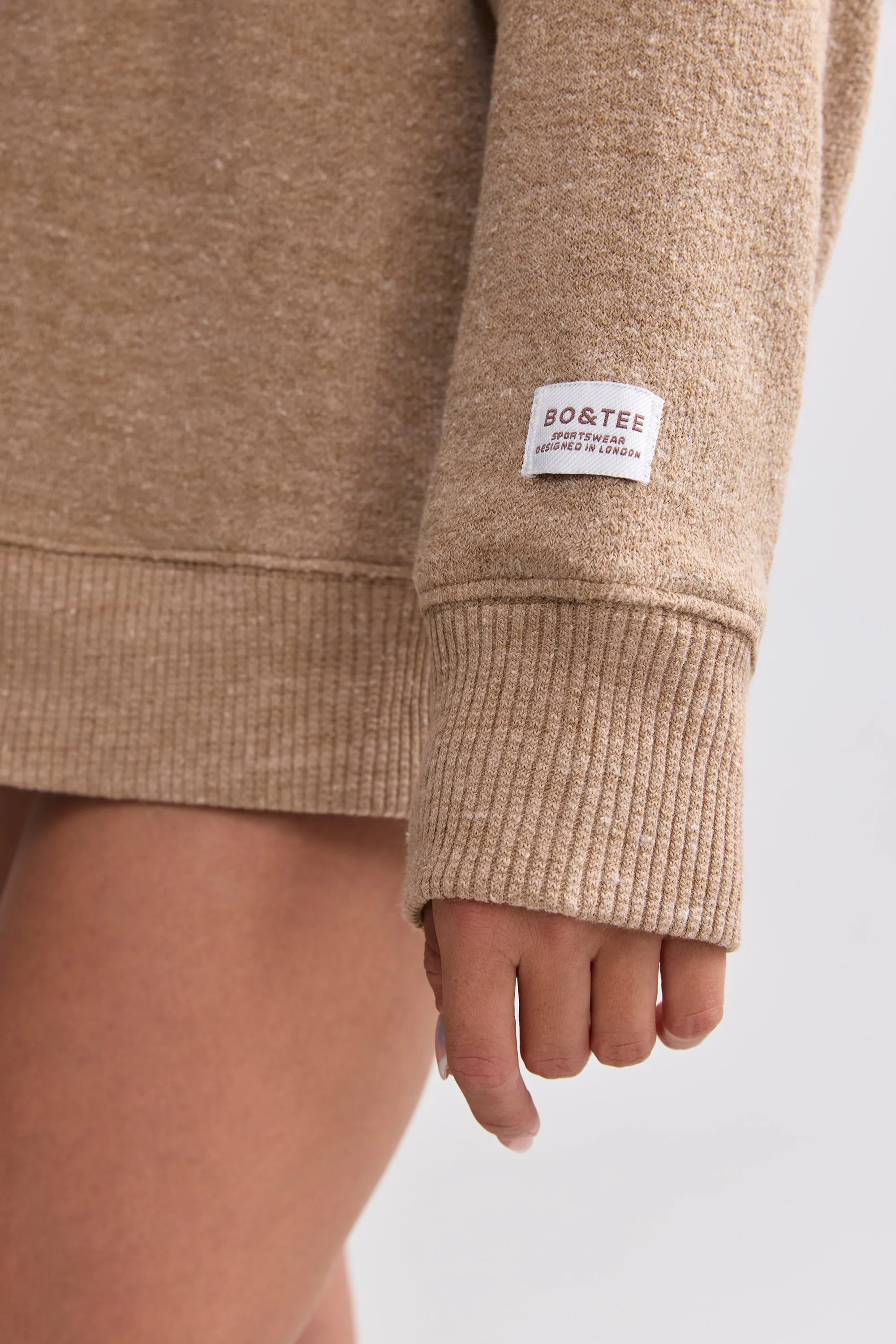 Terry Towelling V-Neck Hoodie in Mocha Brown sold by Bo + Tee product image thumbnail 4