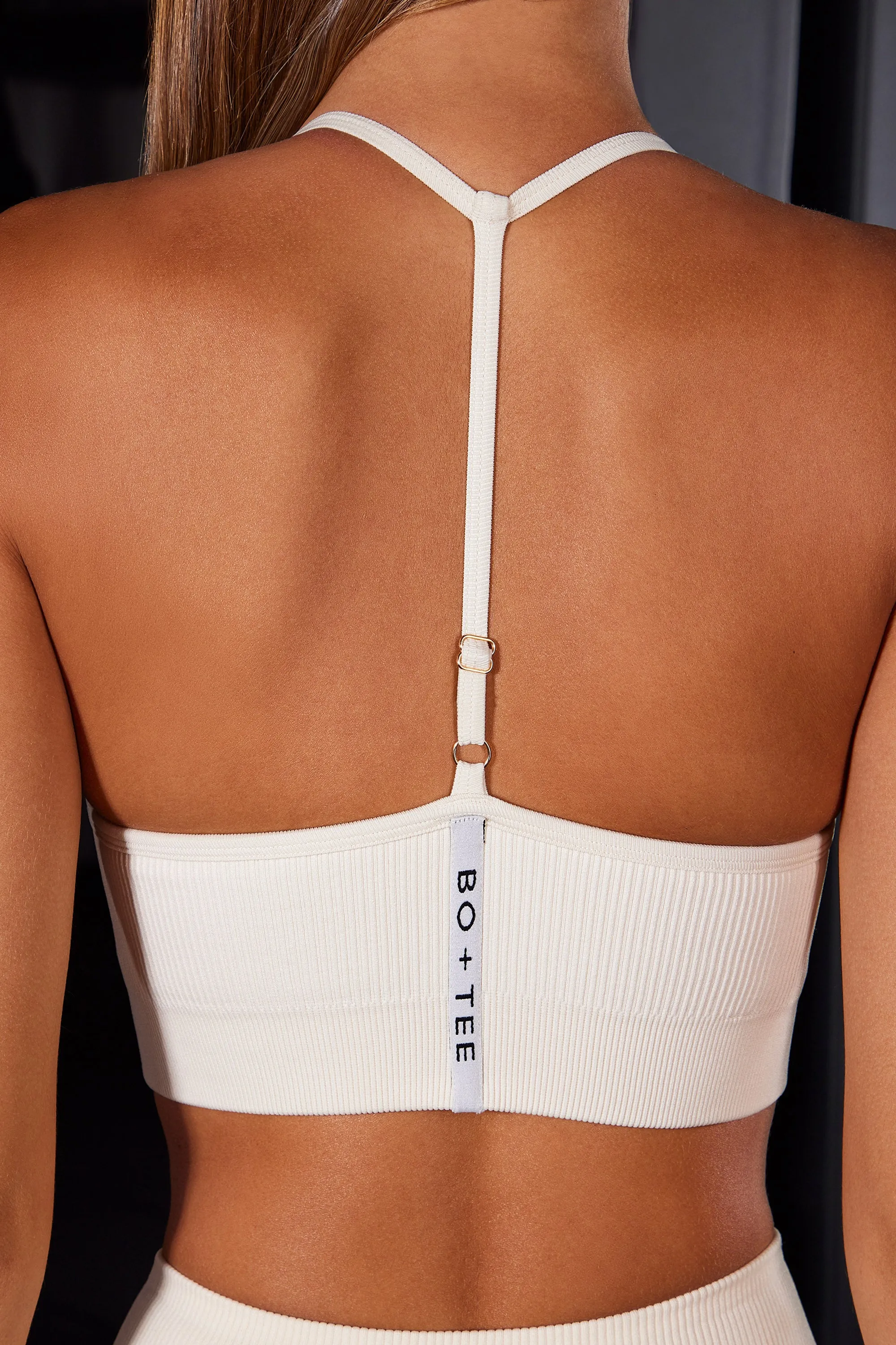 Uplifted - Scoop Neck Halter Sports Bra in Ivory sold by Bo + Tee product image thumbnail 4