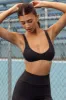 Flow - Soft Rib Scoop Neck Bralette in Washed Black sold by Bo + Tee