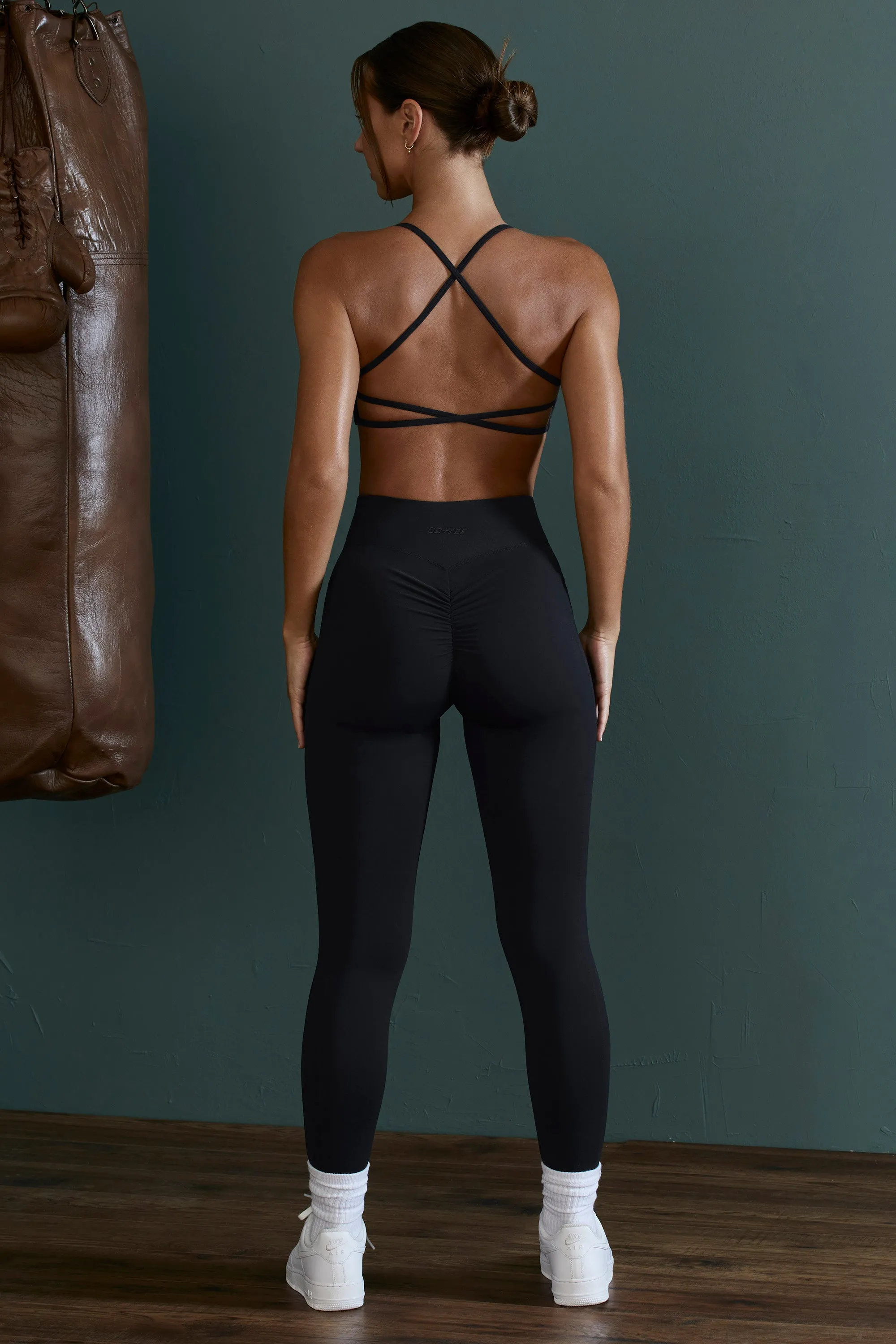 Lightweight Seamless Wrap-Over High-Waist Leggings in Black sold by Bo + Tee product image thumbnail 3
