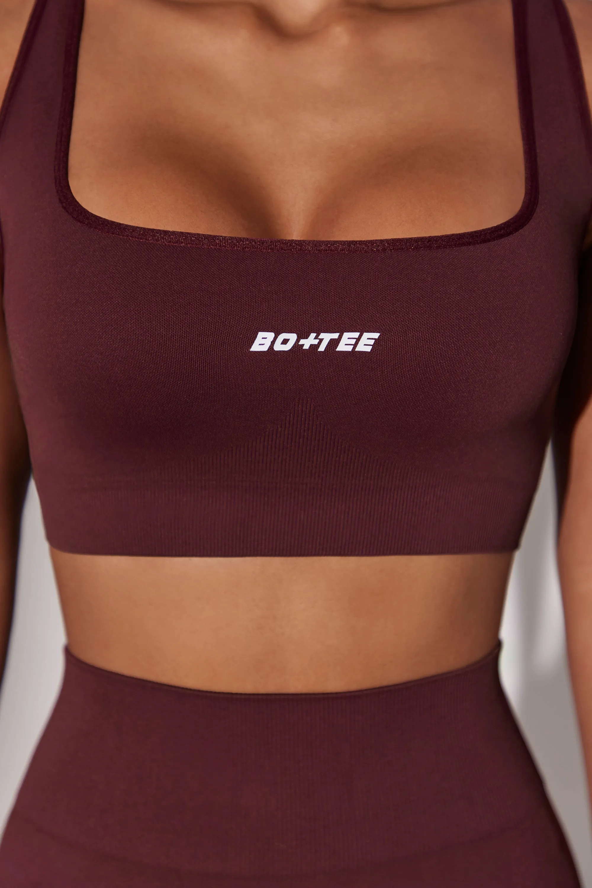 Ardour - Open Back Square Neck Sports Bra in Burgundy sold by Bo + Tee product image thumbnail 4