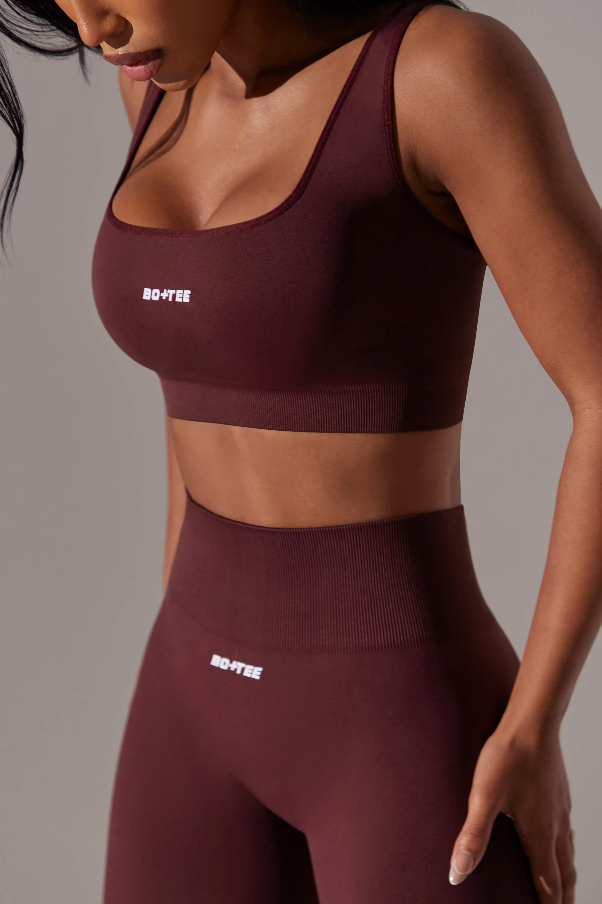 Ardour - Open Back Square Neck Sports Bra in Burgundy sold by Bo + Tee product image thumbnail 5