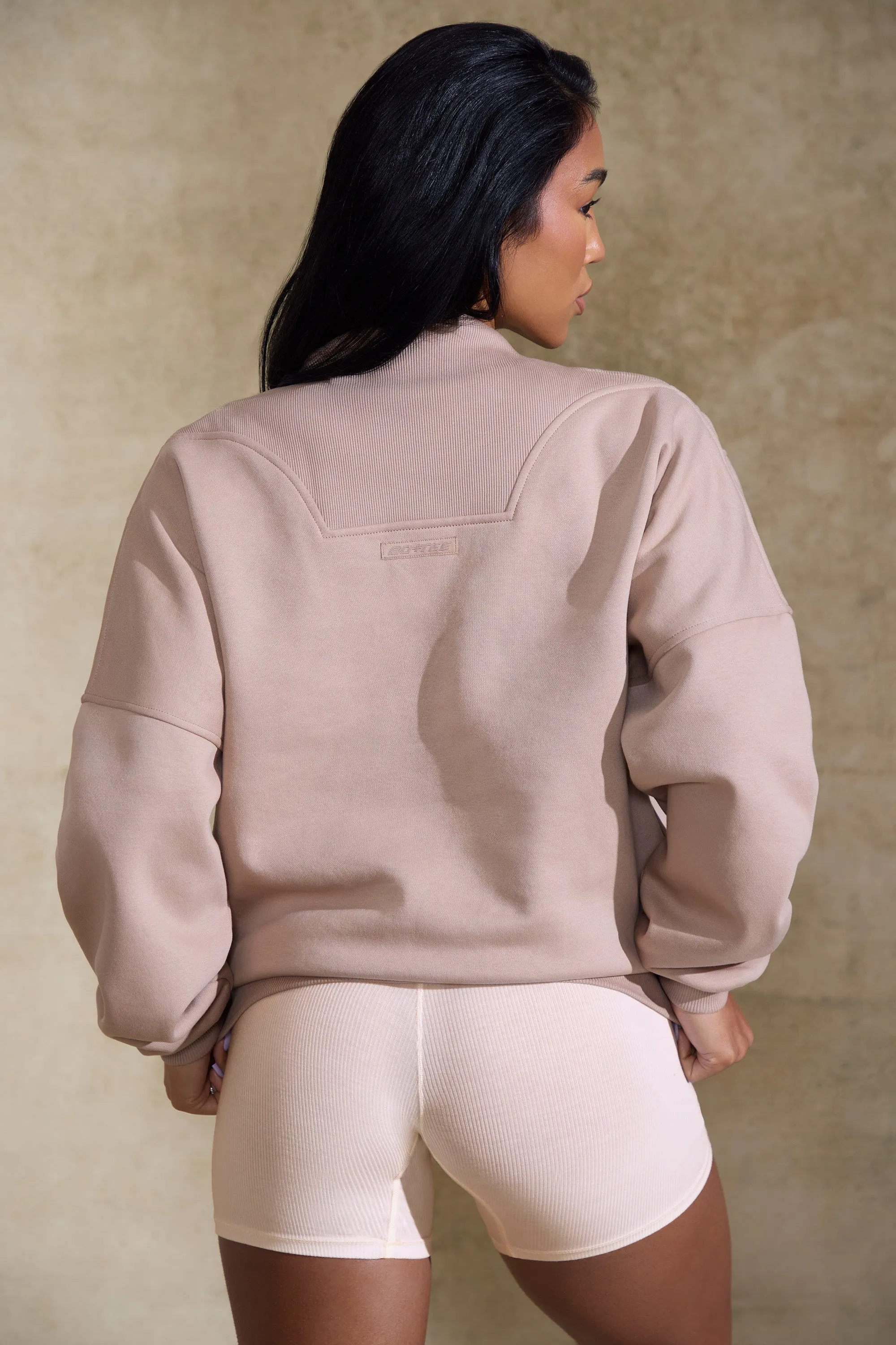 Comfort Zone - Oversized Half Zip Sweatshirt in Taupe sold by Bo + Tee product image thumbnail 3