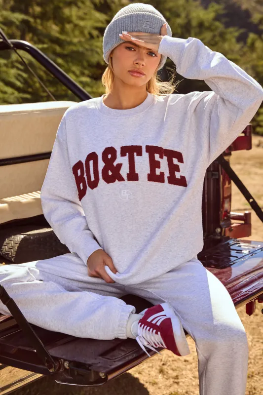 Oversized Crew-Neck Sweatshirt in Heather Grey sold by Bo + Tee