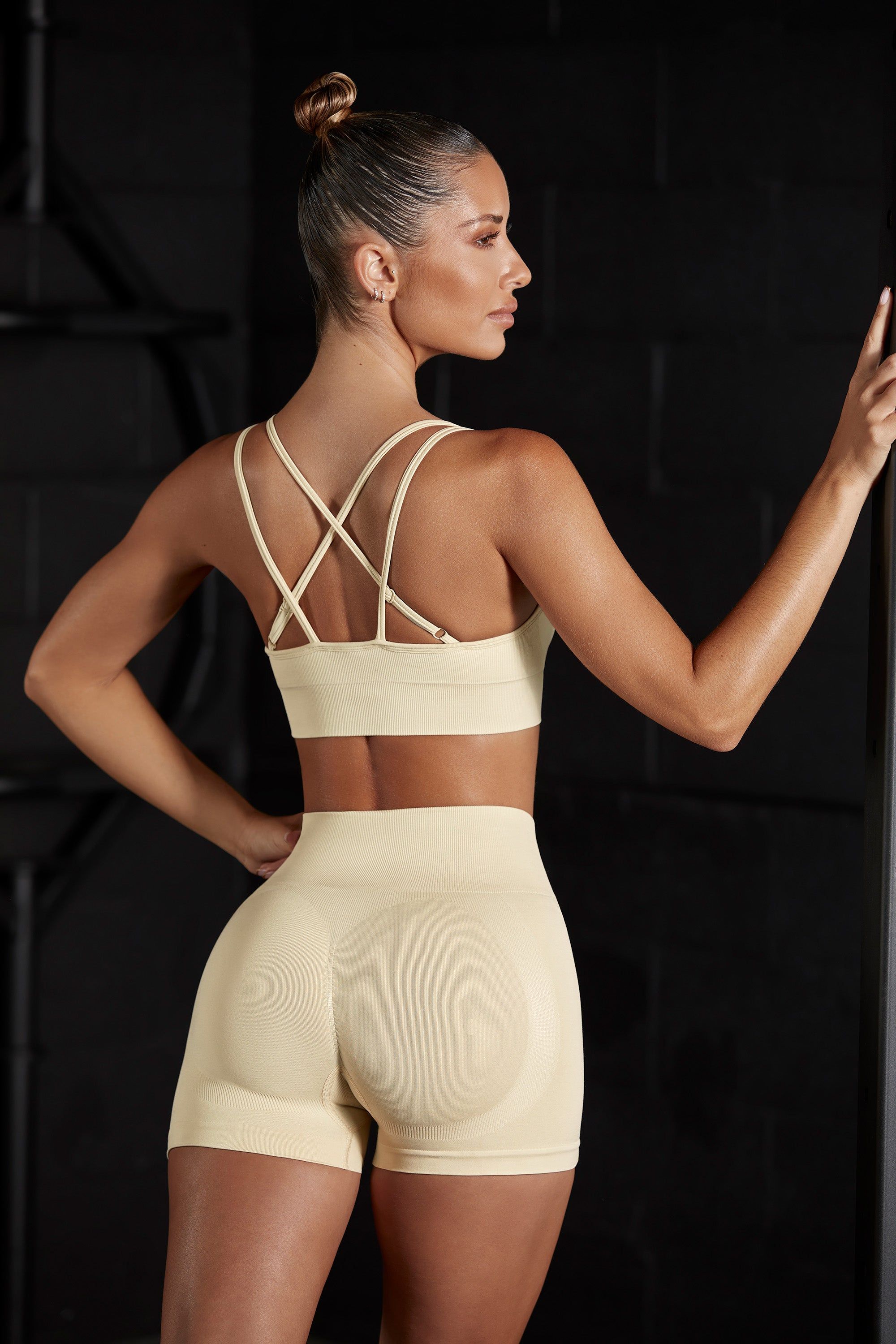 Invigorate - Seamless High Waist Mini Shorts in Beige sold by Bo + Tee product image thumbnail 7