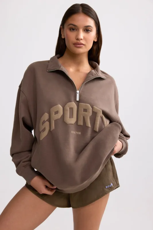 Quarter-Zip Sweatshirt in Espresso made by Bo + Tee