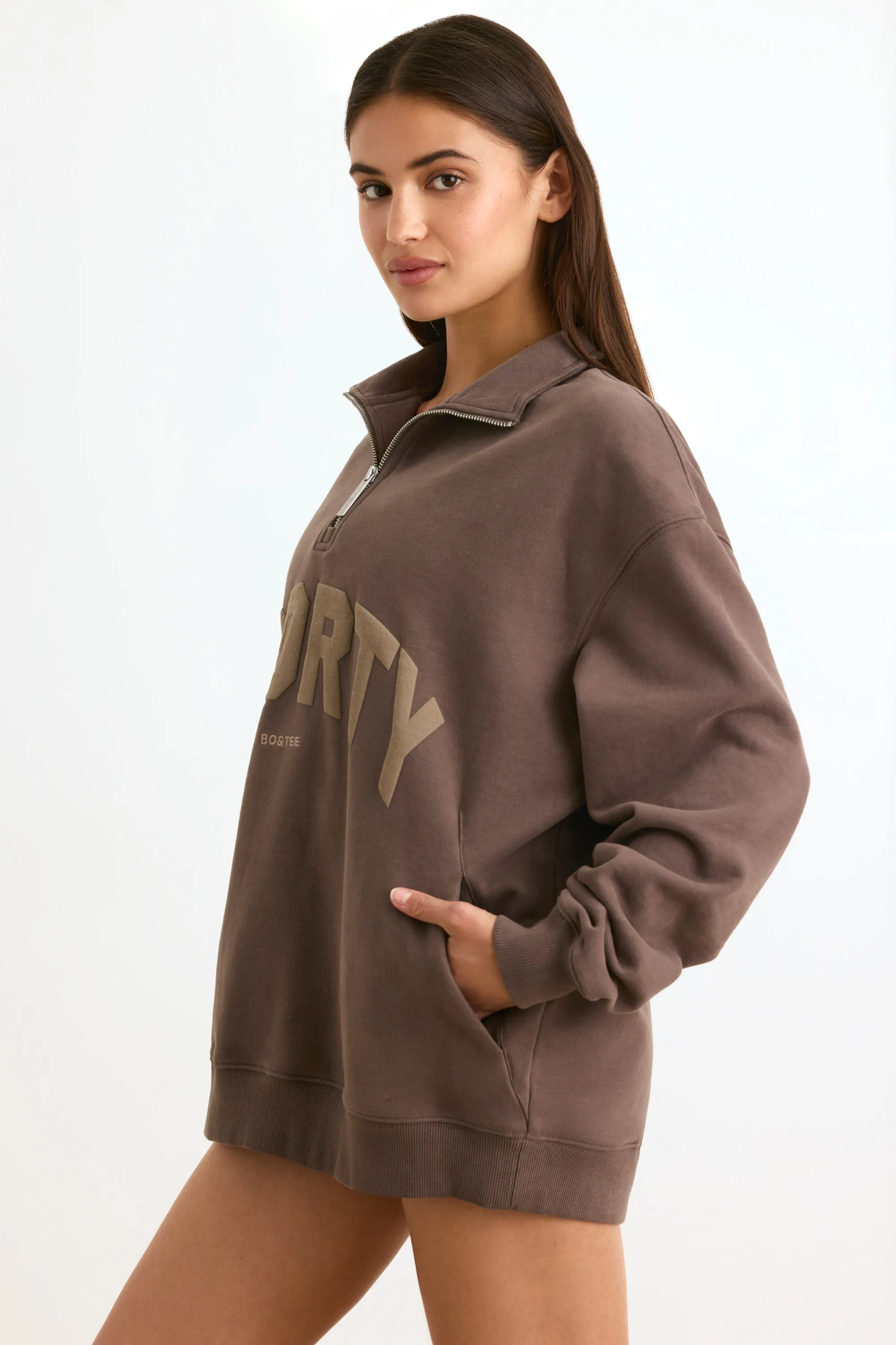 Quarter-Zip Sweatshirt in Espresso sold by Bo + Tee product image thumbnail 2