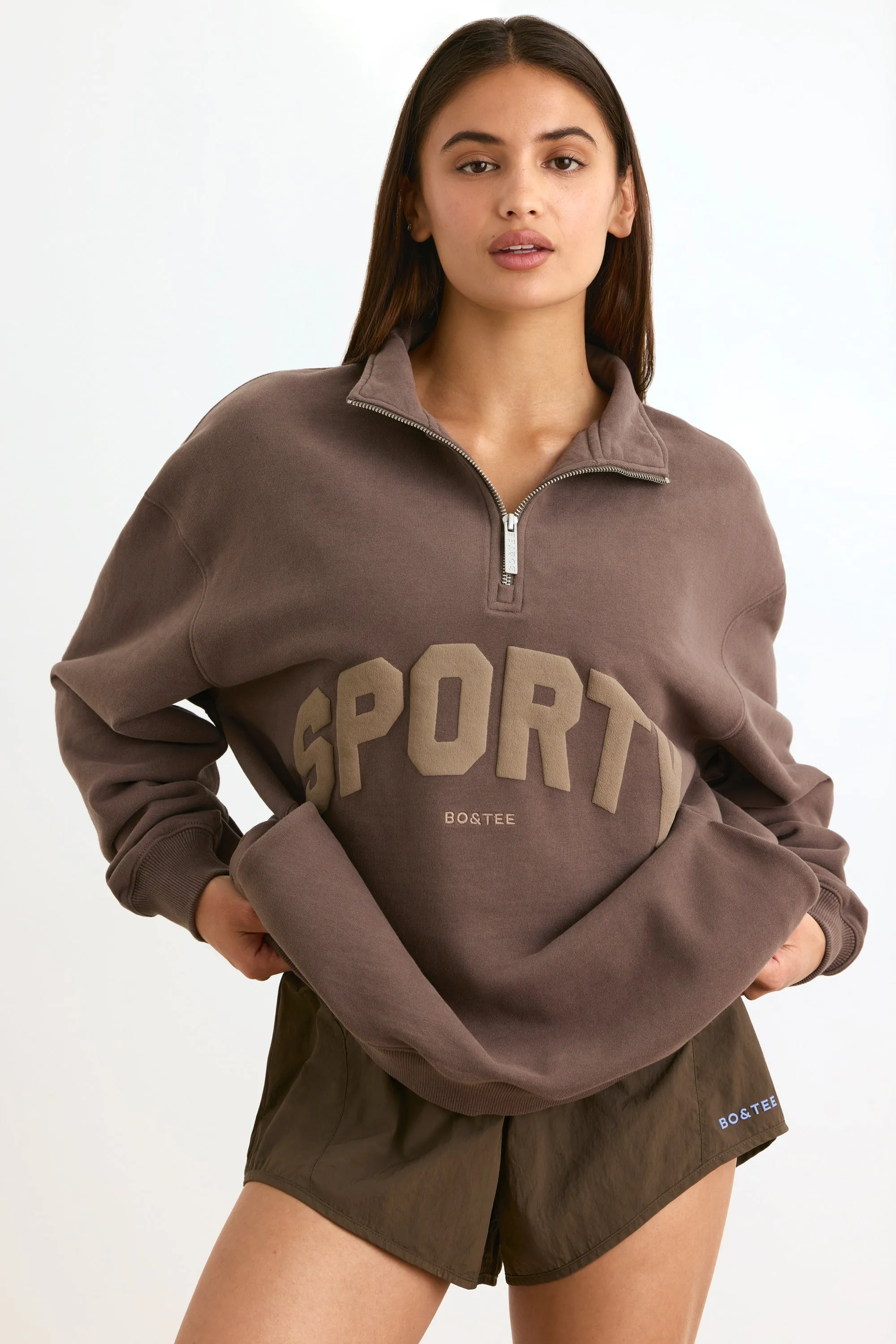 Quarter-Zip Sweatshirt in Espresso sold by Bo + Tee product image thumbnail 5