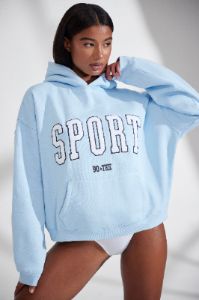 Varsity - Oversized Hooded Sweatshirt in Baby Blue sold by Bo + Tee