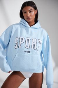 Varsity - Oversized Hooded Sweatshirt in Baby Blue sold by Bo + Tee