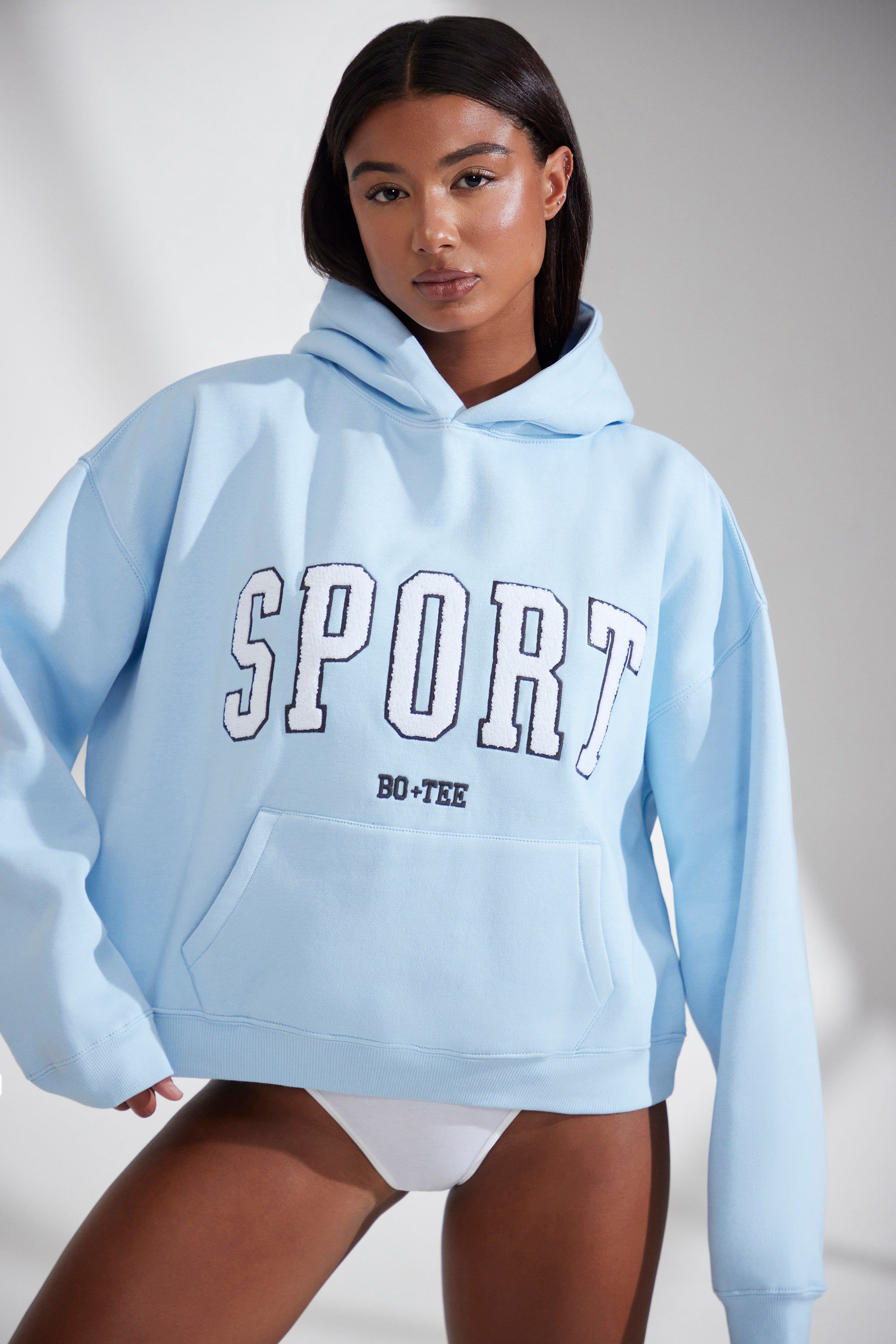 Varsity - Oversized Hooded Sweatshirt in Baby Blue sold by Bo + Tee product image thumbnail 4