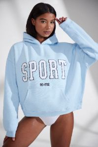 Varsity - Oversized Hooded Sweatshirt in Baby Blue sold by Bo + Tee