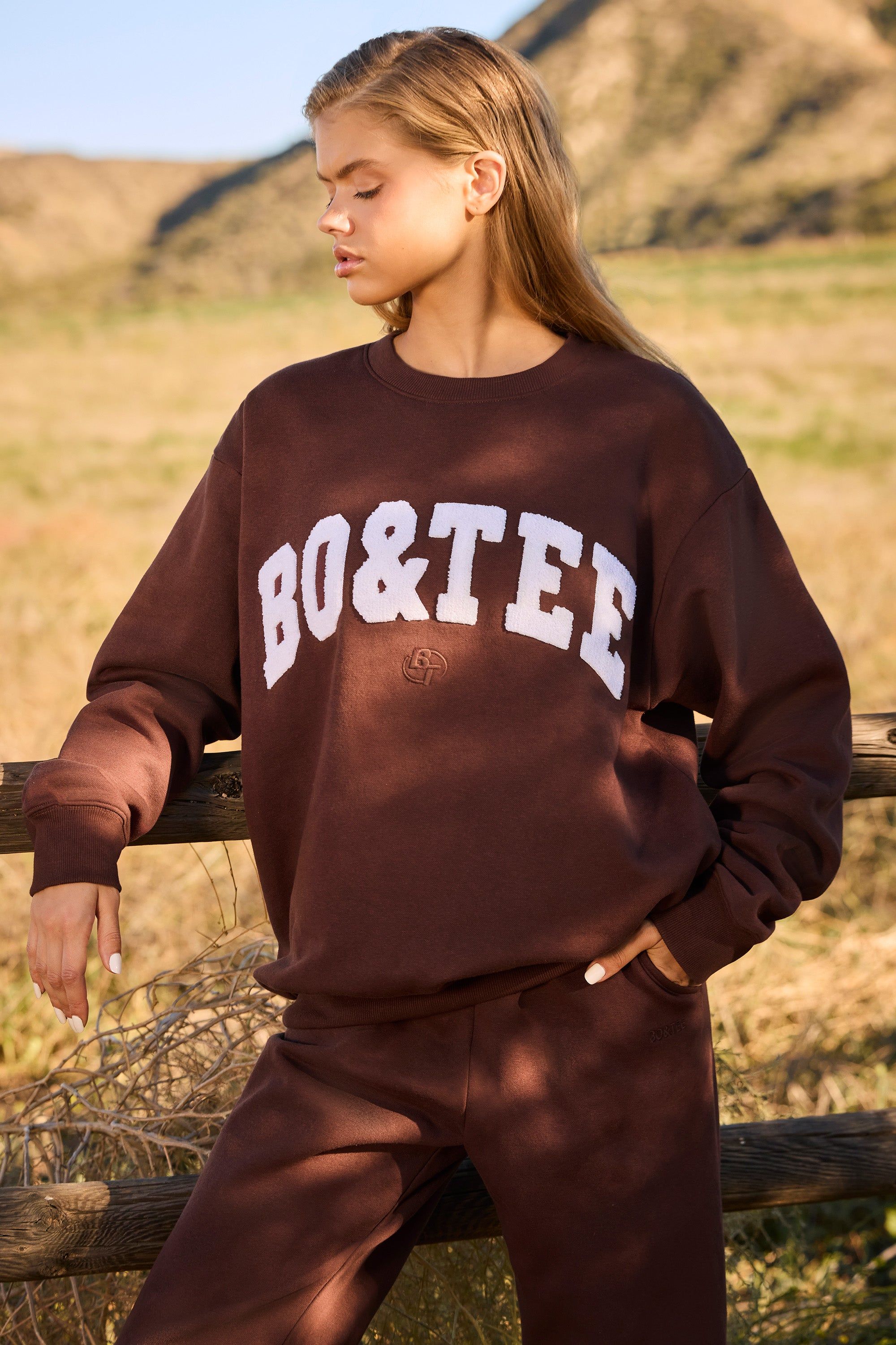Self Care - Oversized Crew Neck Sweatshirt in Mahogany sold by Bo + Tee