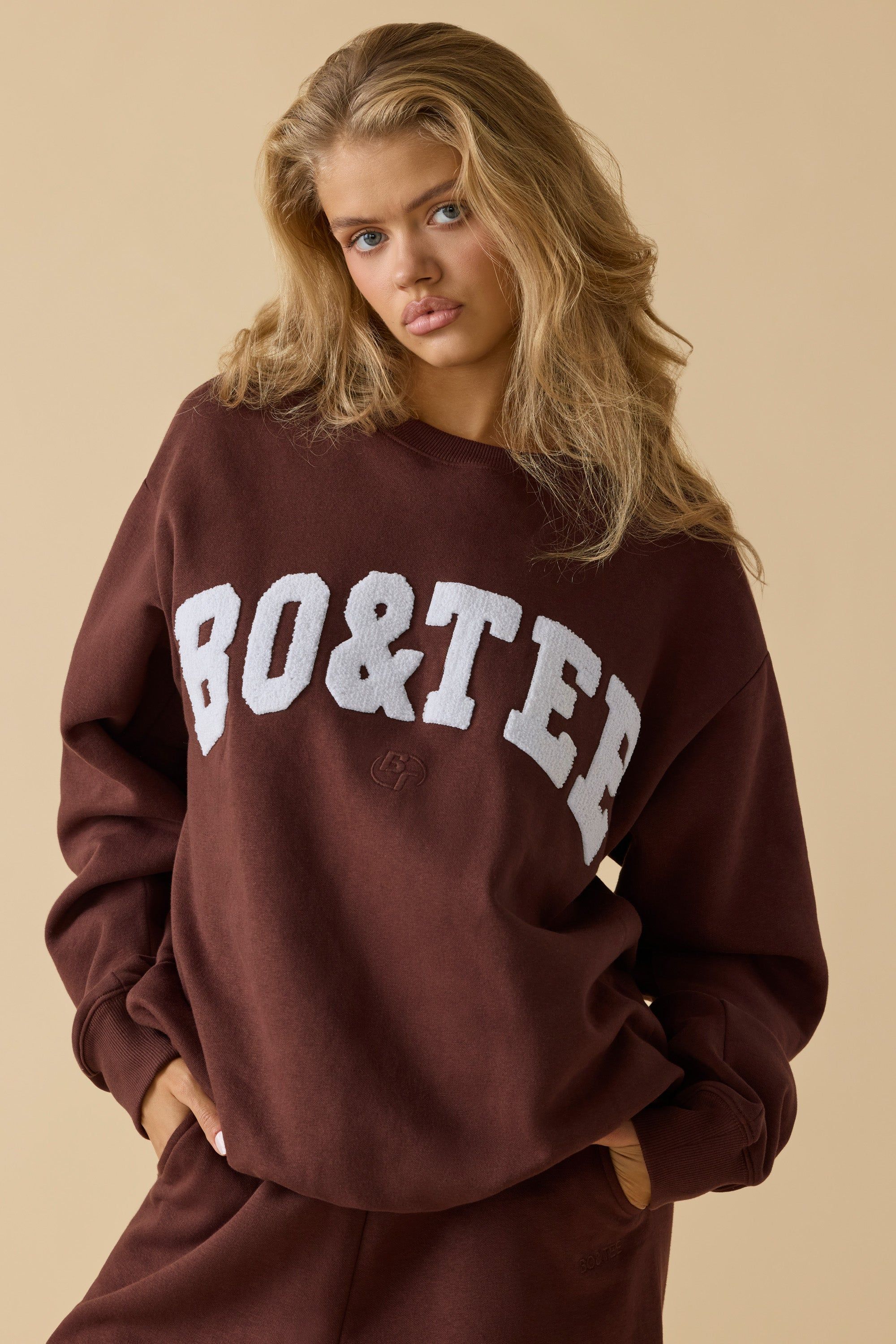 Self Care - Oversized Crew Neck Sweatshirt in Mahogany sold by Bo + Tee product image thumbnail 9