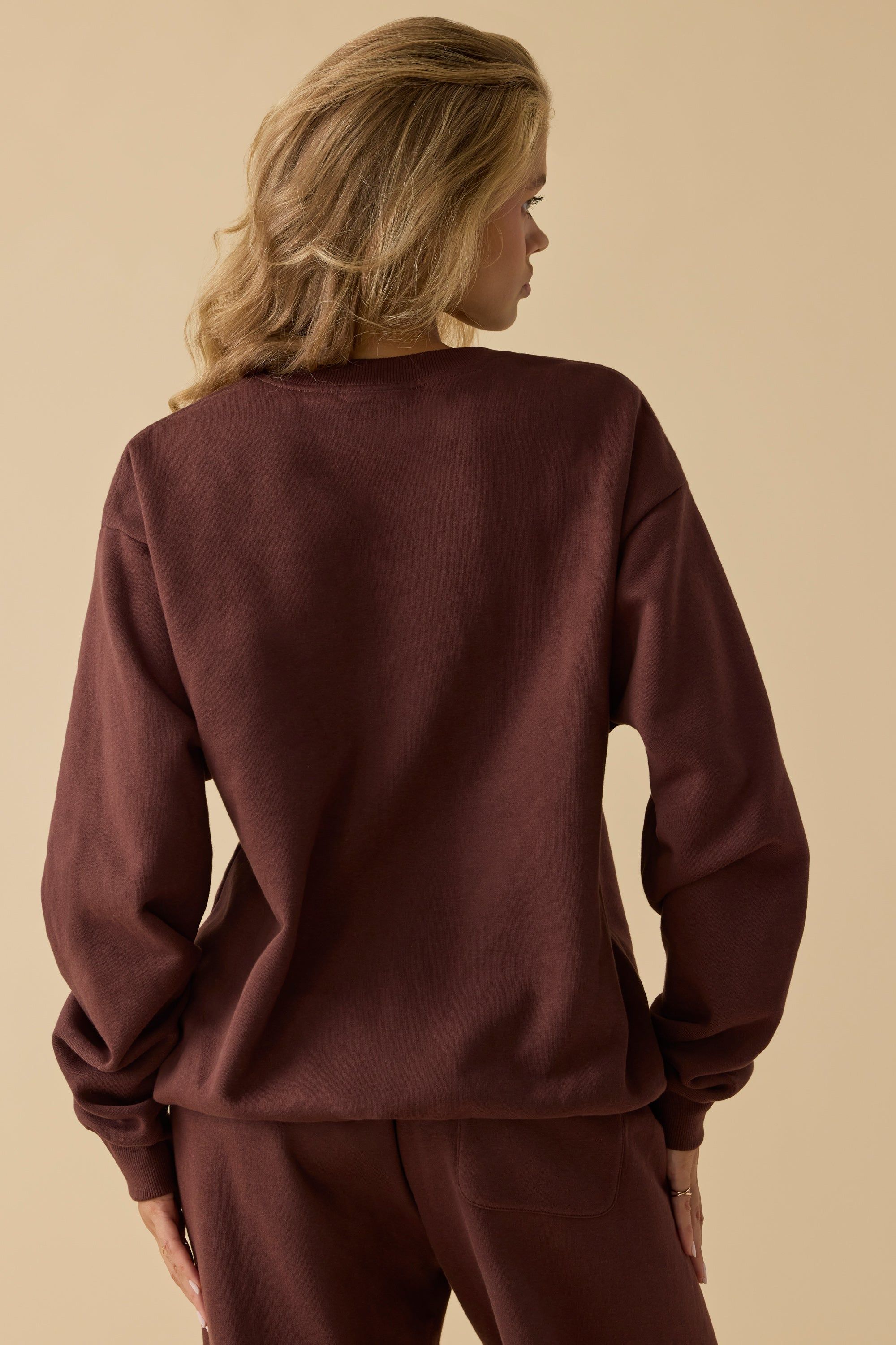 Self Care - Oversized Crew Neck Sweatshirt in Mahogany sold by Bo + Tee product image thumbnail 3