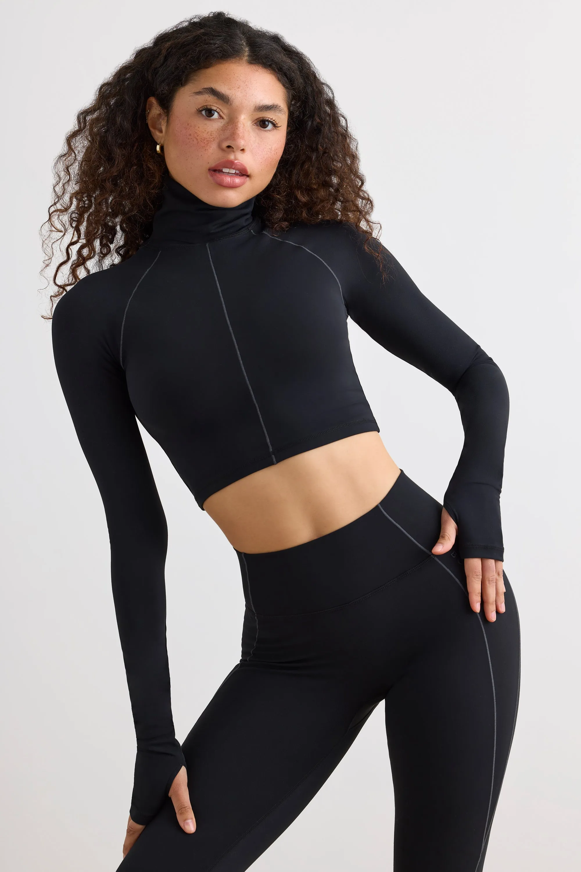 Soft Active Turtleneck Crop Top in Black sold by Bo + Tee product image thumbnail 2