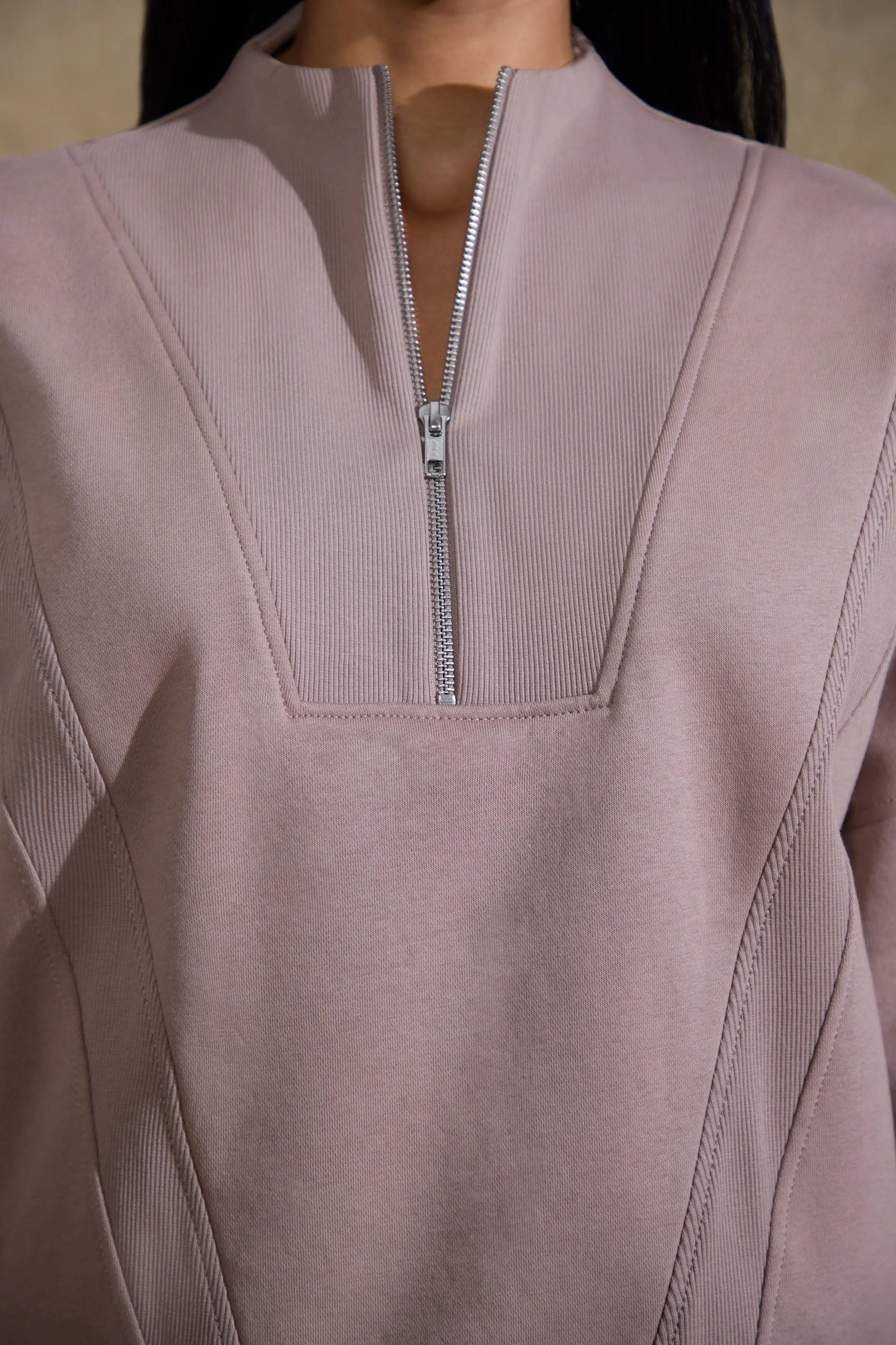 Comfort Zone - Oversized Half Zip Sweatshirt in Brown sold by Bo + Tee product image thumbnail 4