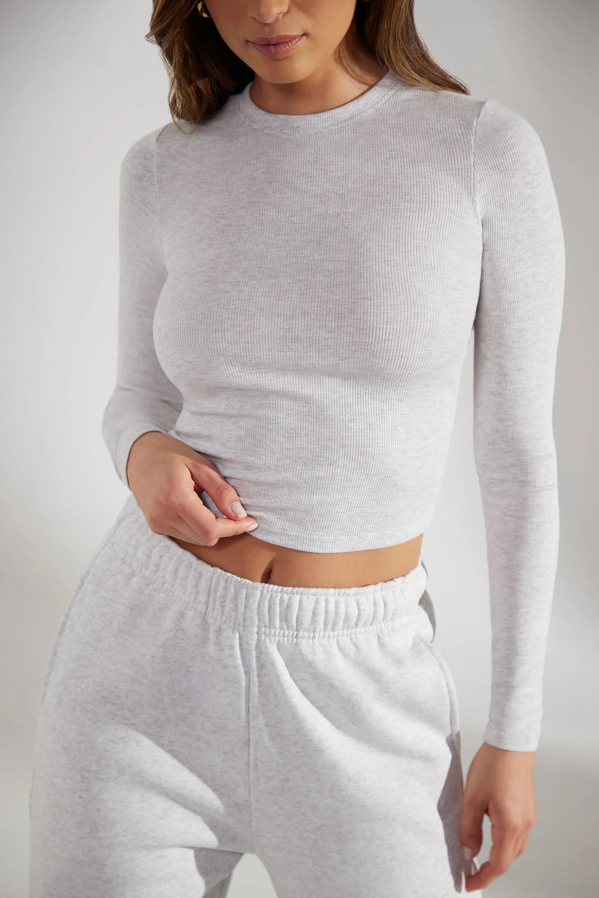 Elementary - Soft Rib Long Sleeve Top in Heather Grey sold by Bo + Tee product image thumbnail 4