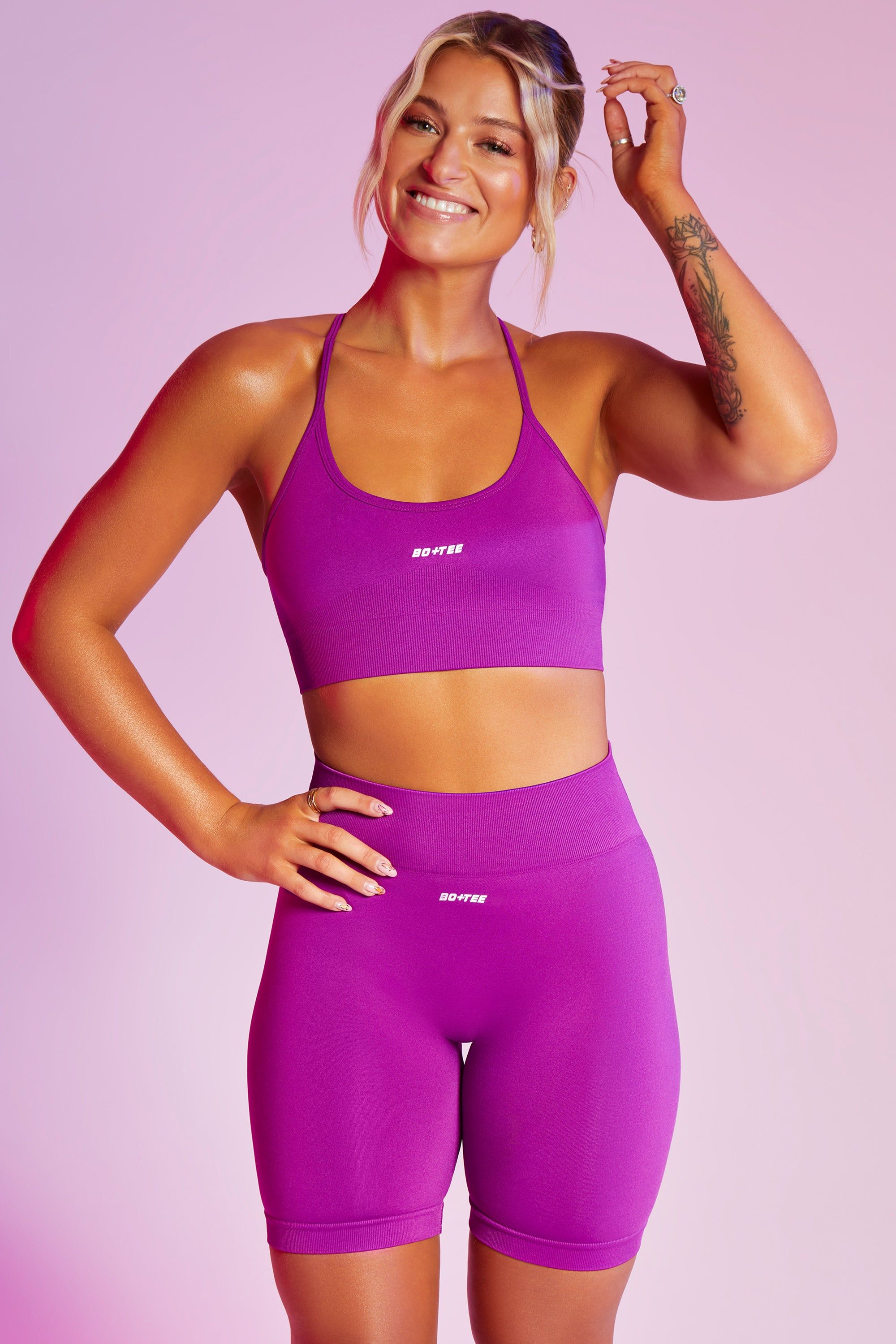 Change The Game - High Waist Seamless Biker Shorts in Purple sold by Bo + Tee product image thumbnail 6