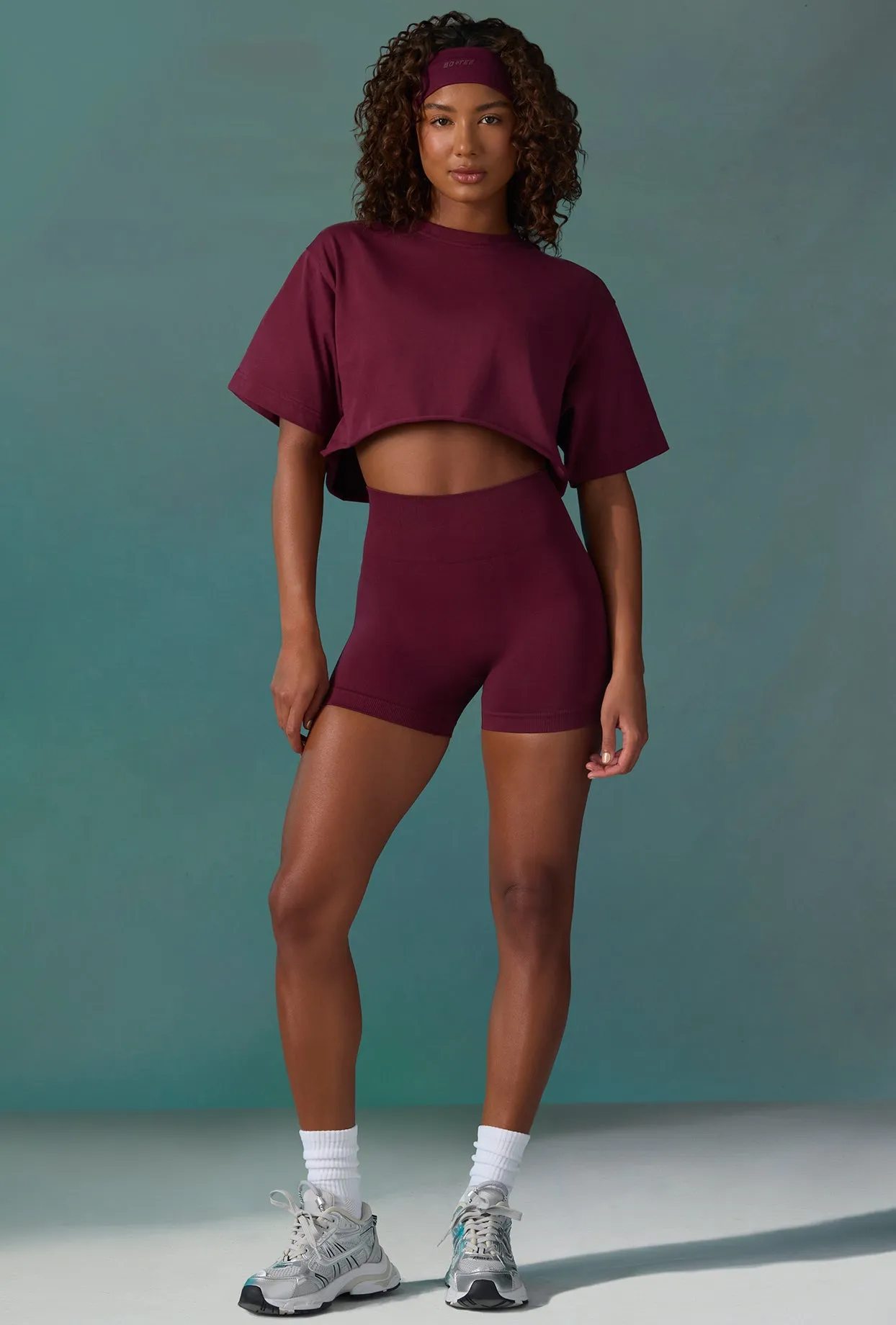 Level Up - Cotton Cropped Oversized T-Shirt in Plum sold by Bo + Tee product image thumbnail 5