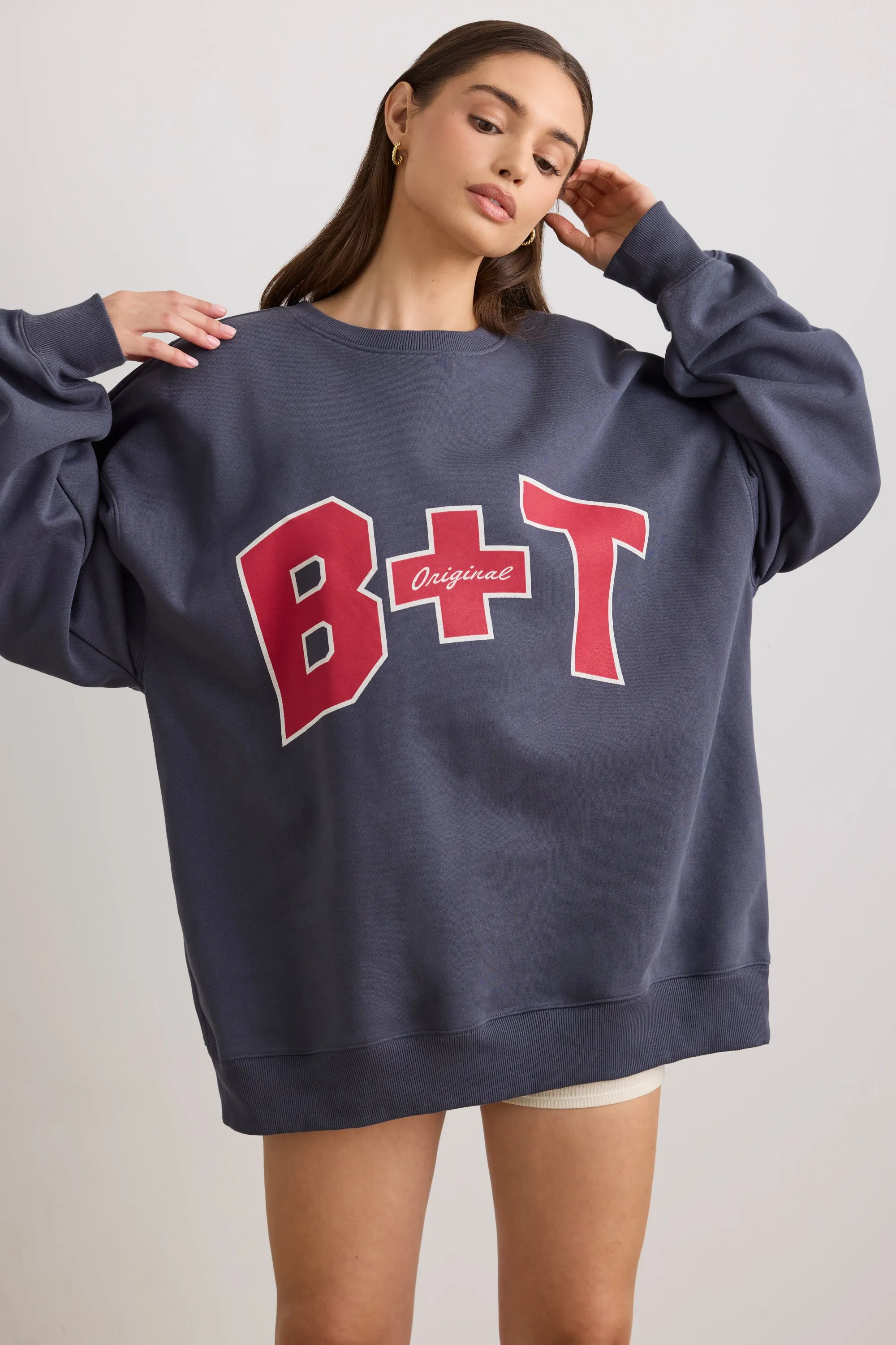 Classic - Oversized Crew Neck Sweatshirt in Slate sold by Bo + Tee product image thumbnail 5