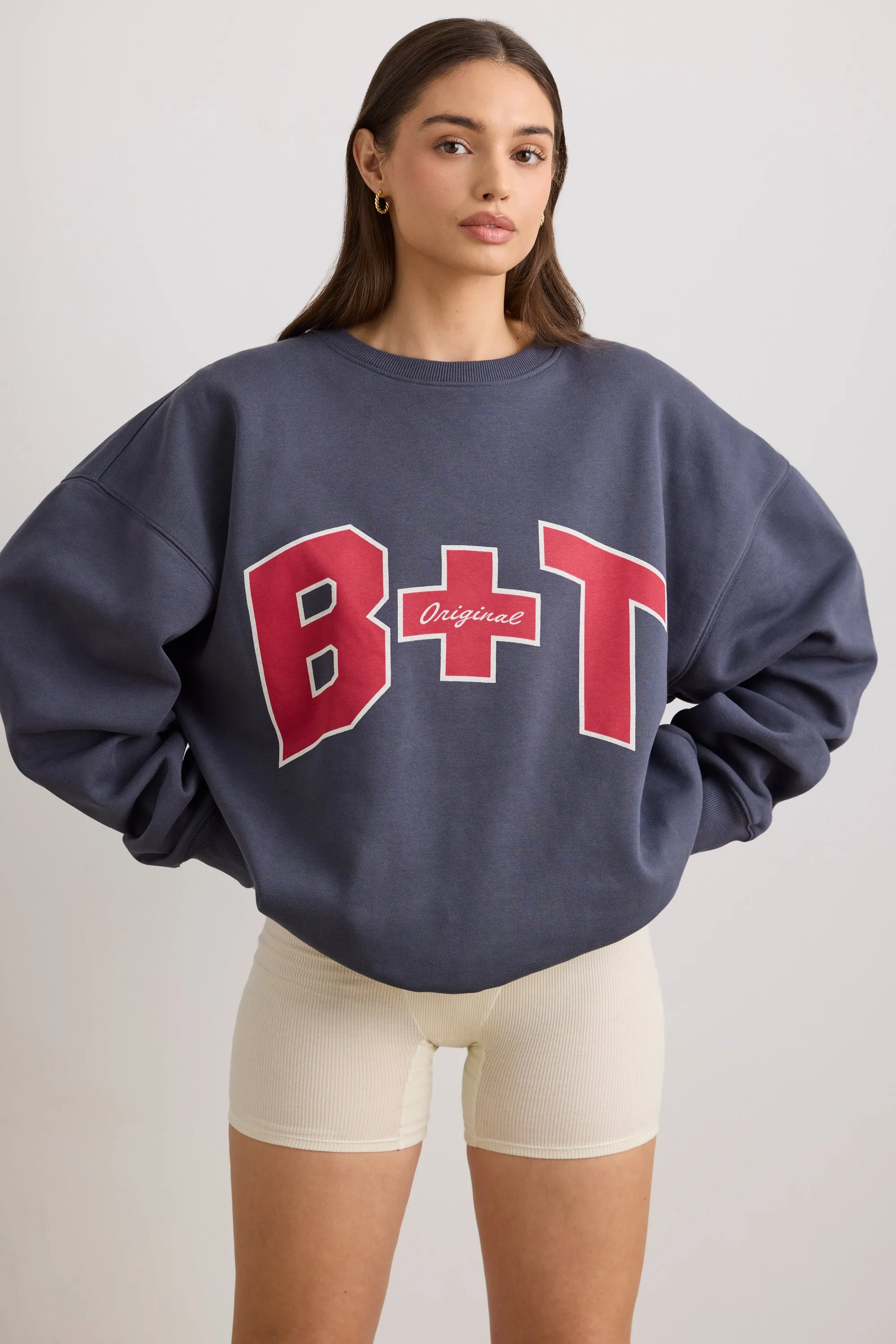 Classic - Oversized Crew Neck Sweatshirt in Slate sold by Bo + Tee