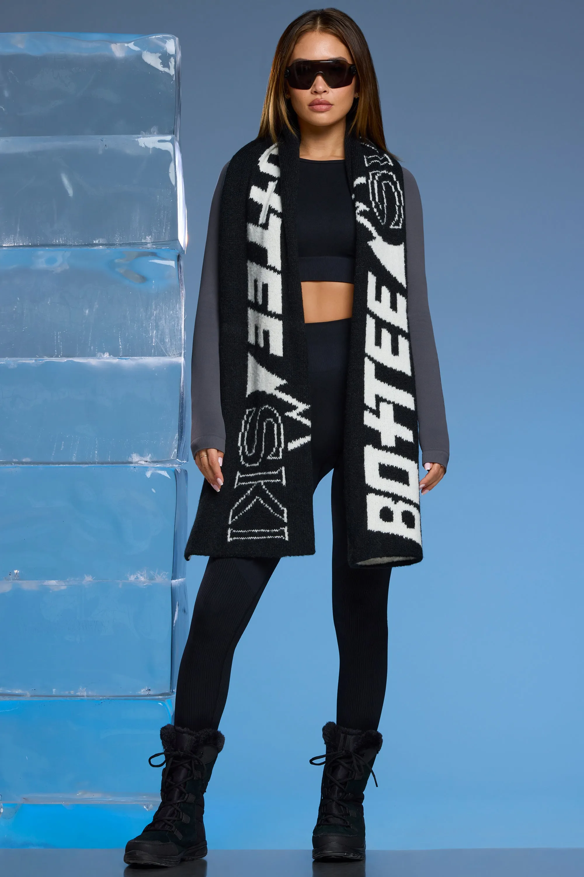 Oversized Chunky Knit Scarf in Black sold by Bo + Tee