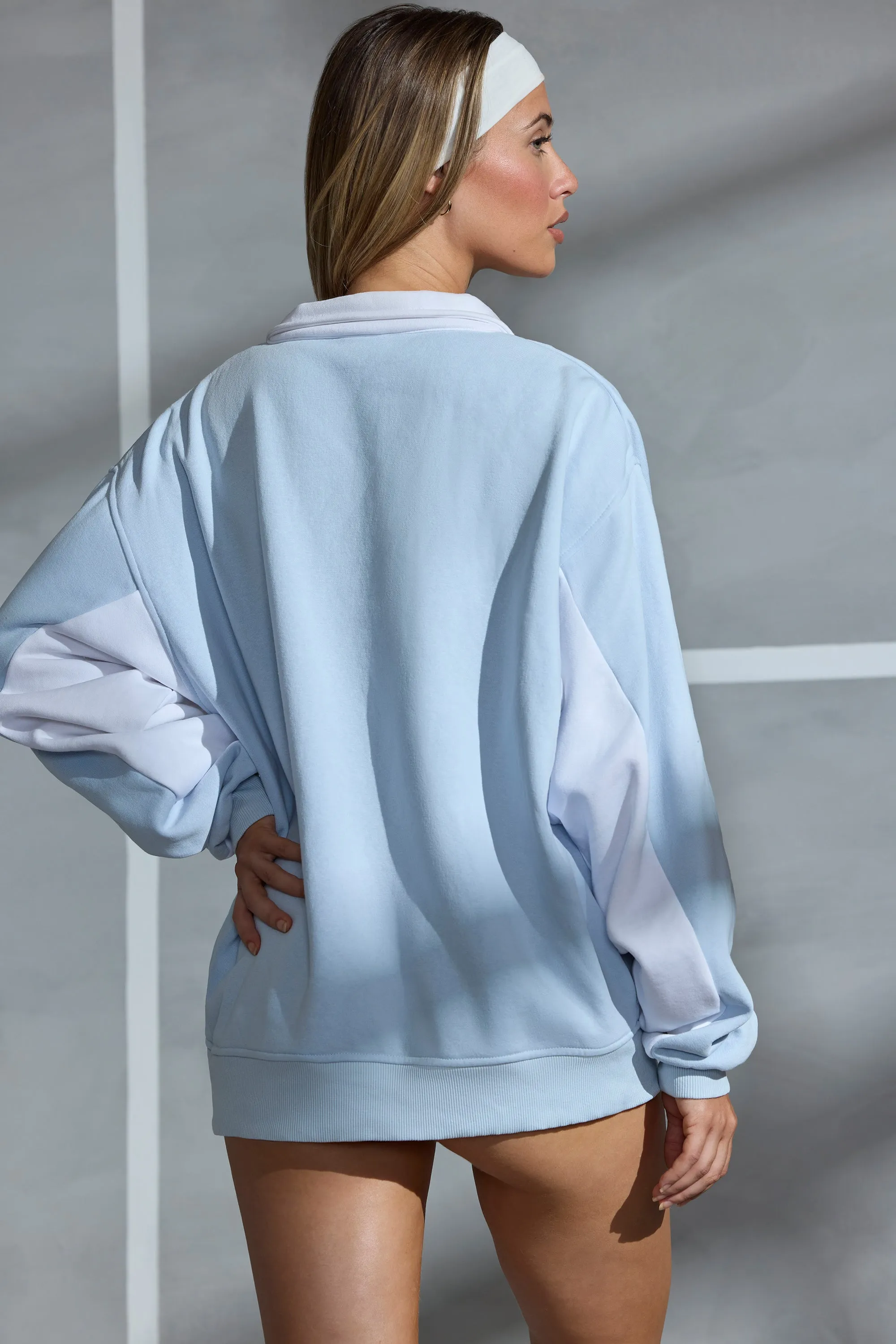 Athletic - Oversized Half Zip Panel Sweatshirt in Powder Blue sold by Bo + Tee product image thumbnail 3