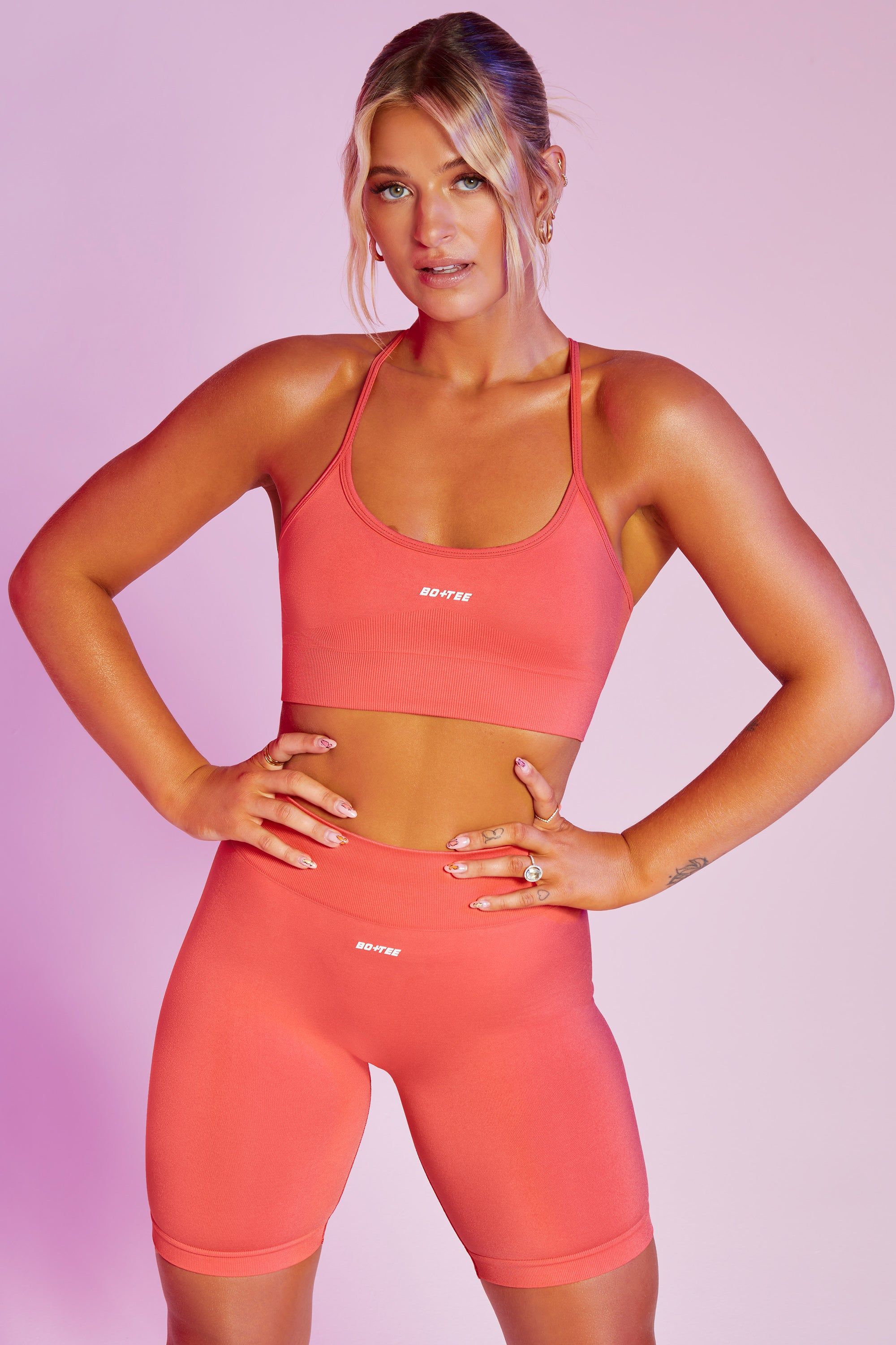Change The Game - High Waist Seamless Biker Shorts in Coral sold by Bo + Tee product image thumbnail 7