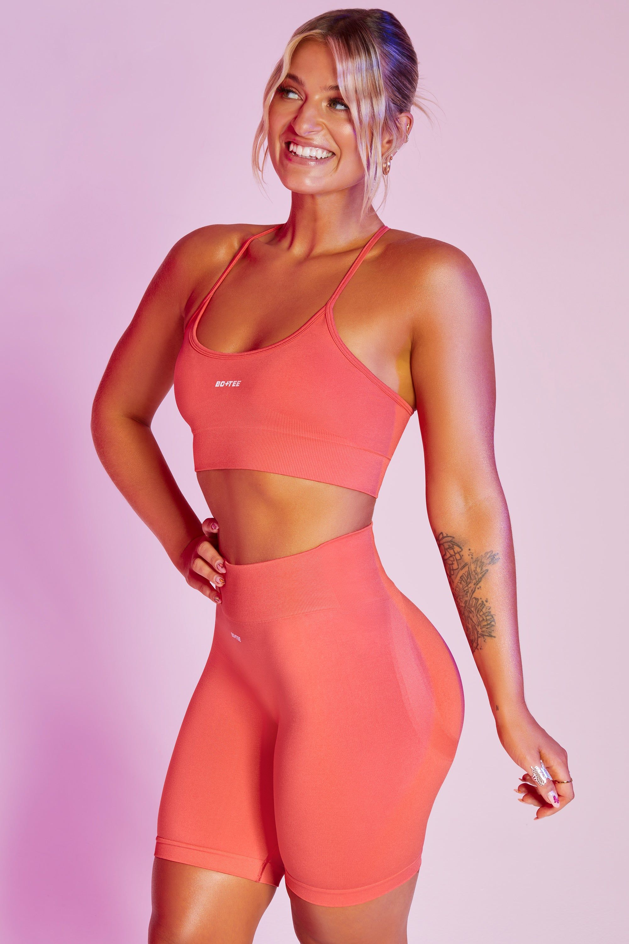 Change The Game - High Waist Seamless Biker Shorts in Coral sold by Bo + Tee product image thumbnail 6