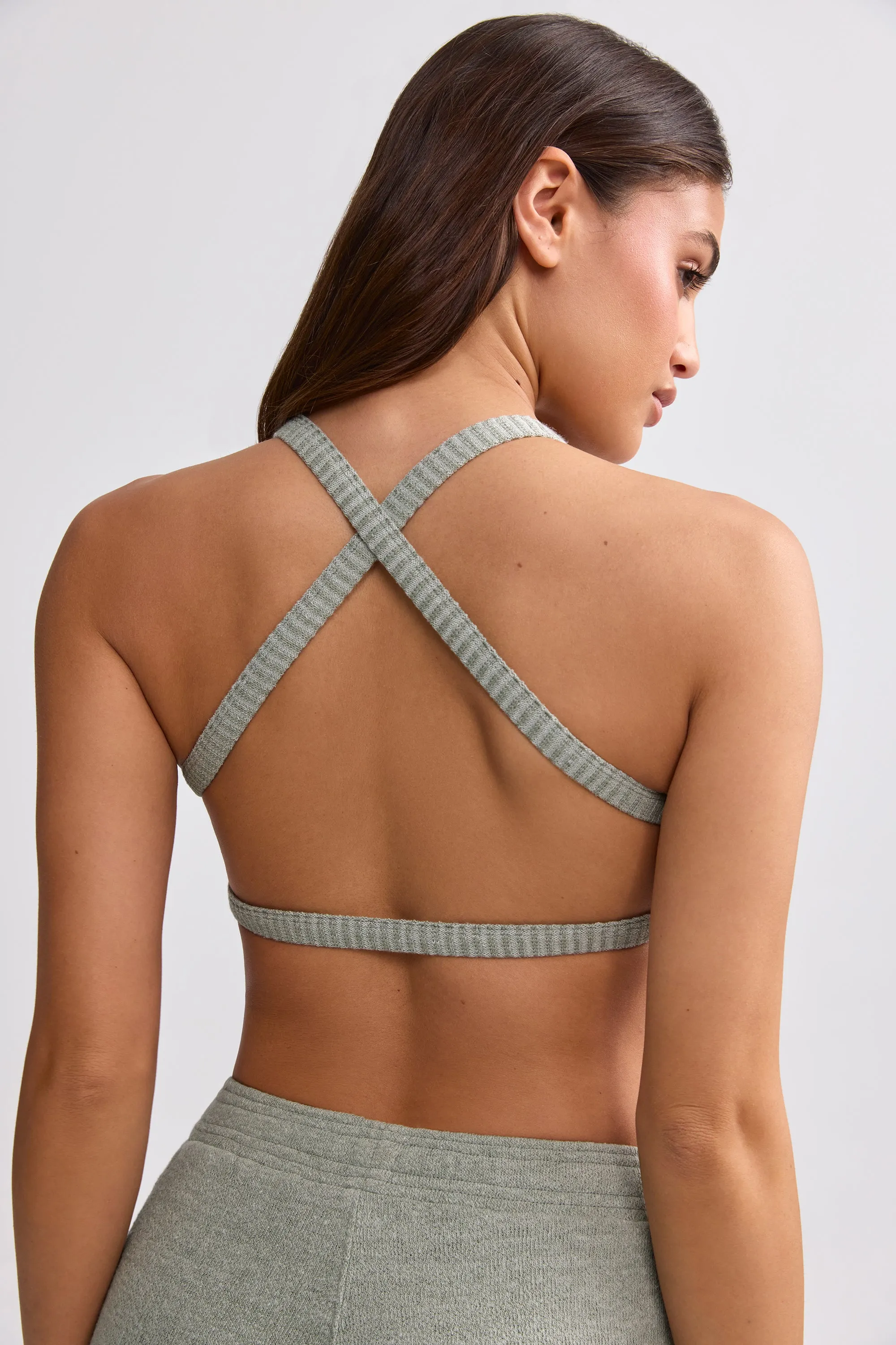 Terry Towelling Scoop-Neck Bralette in Sage Grey sold by Bo + Tee product image thumbnail 3