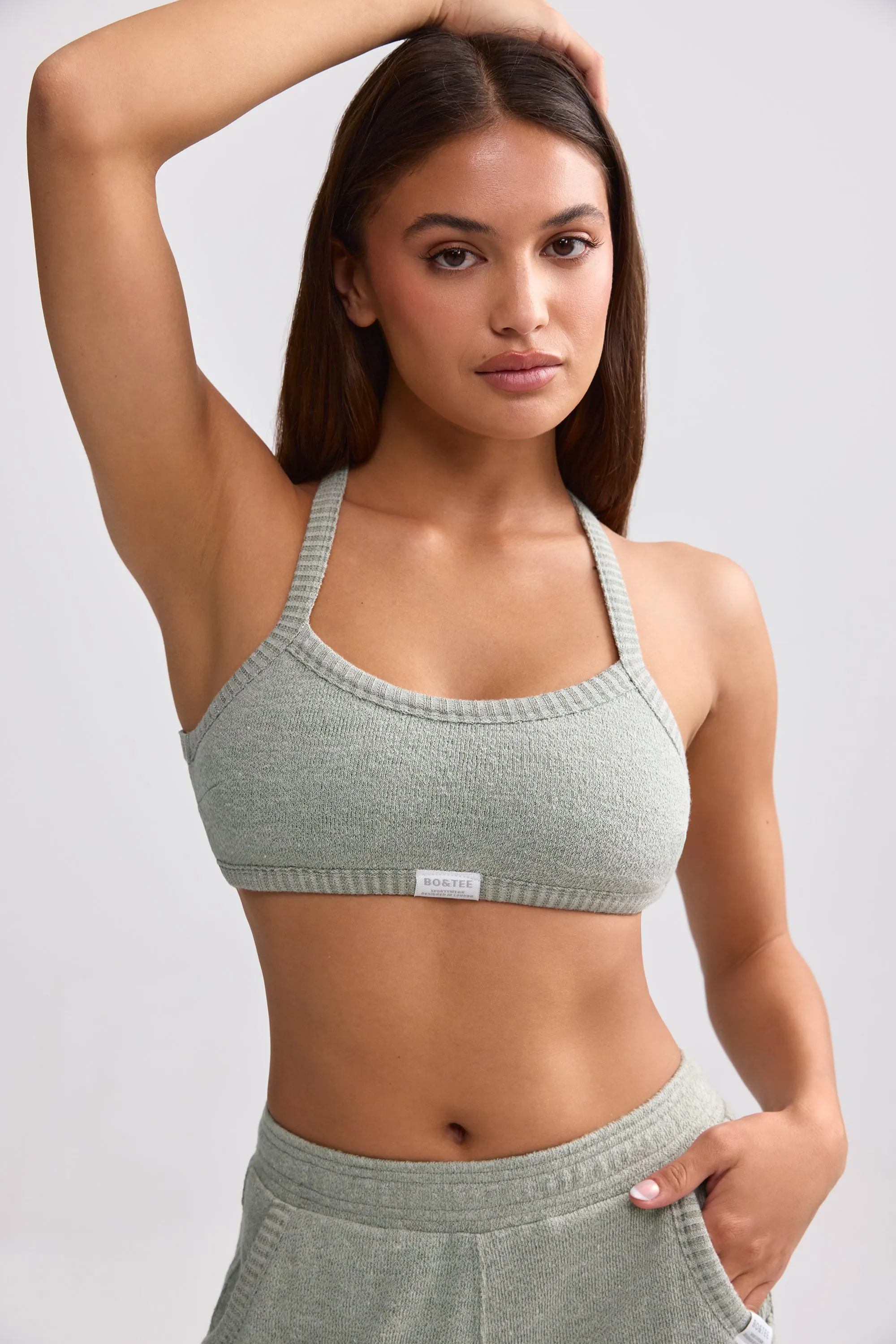 Terry Towelling Scoop-Neck Bralette in Sage Grey sold by Bo + Tee product image thumbnail 5