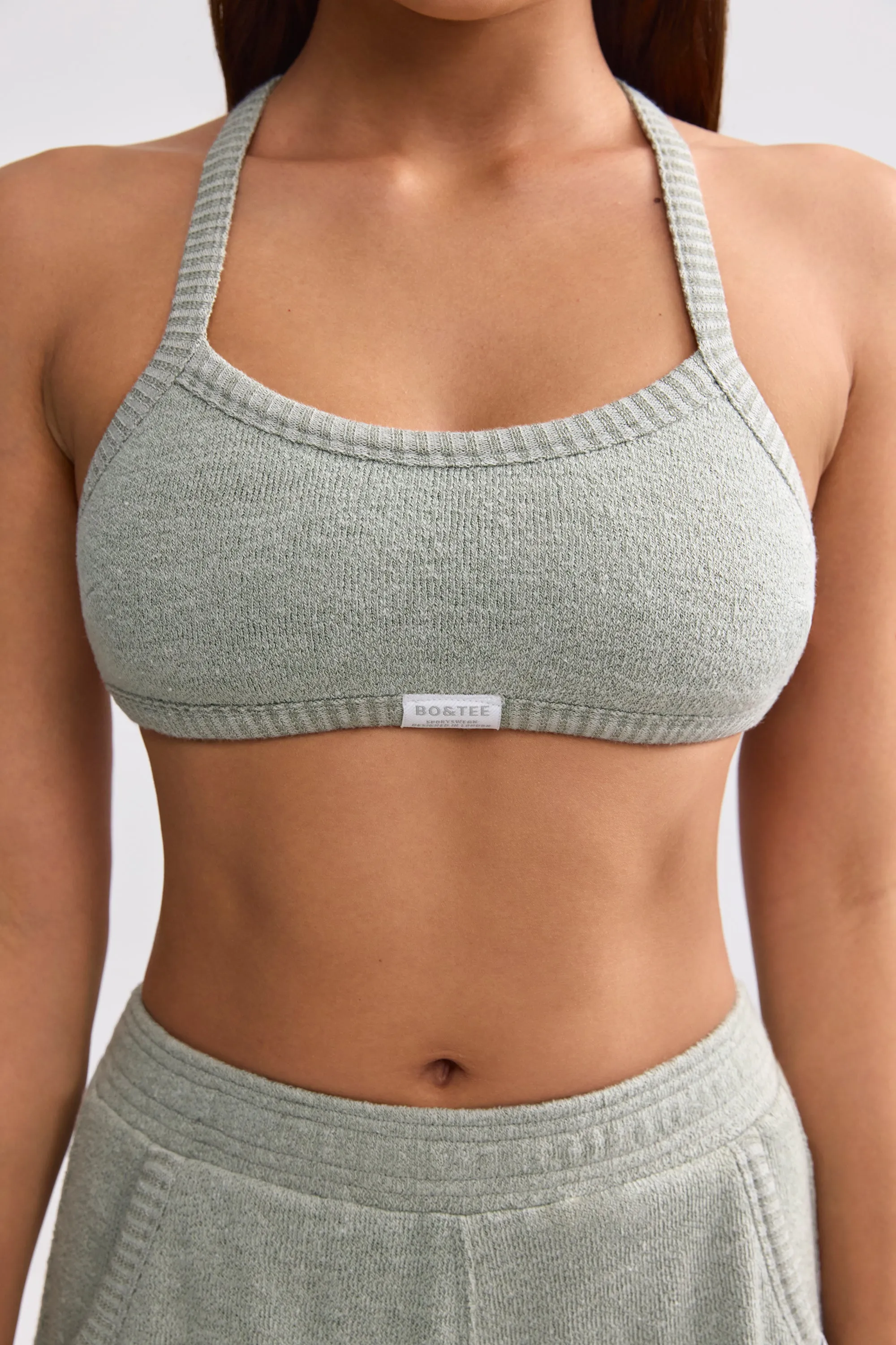 Terry Towelling Scoop-Neck Bralette in Sage Grey sold by Bo + Tee product image thumbnail 4