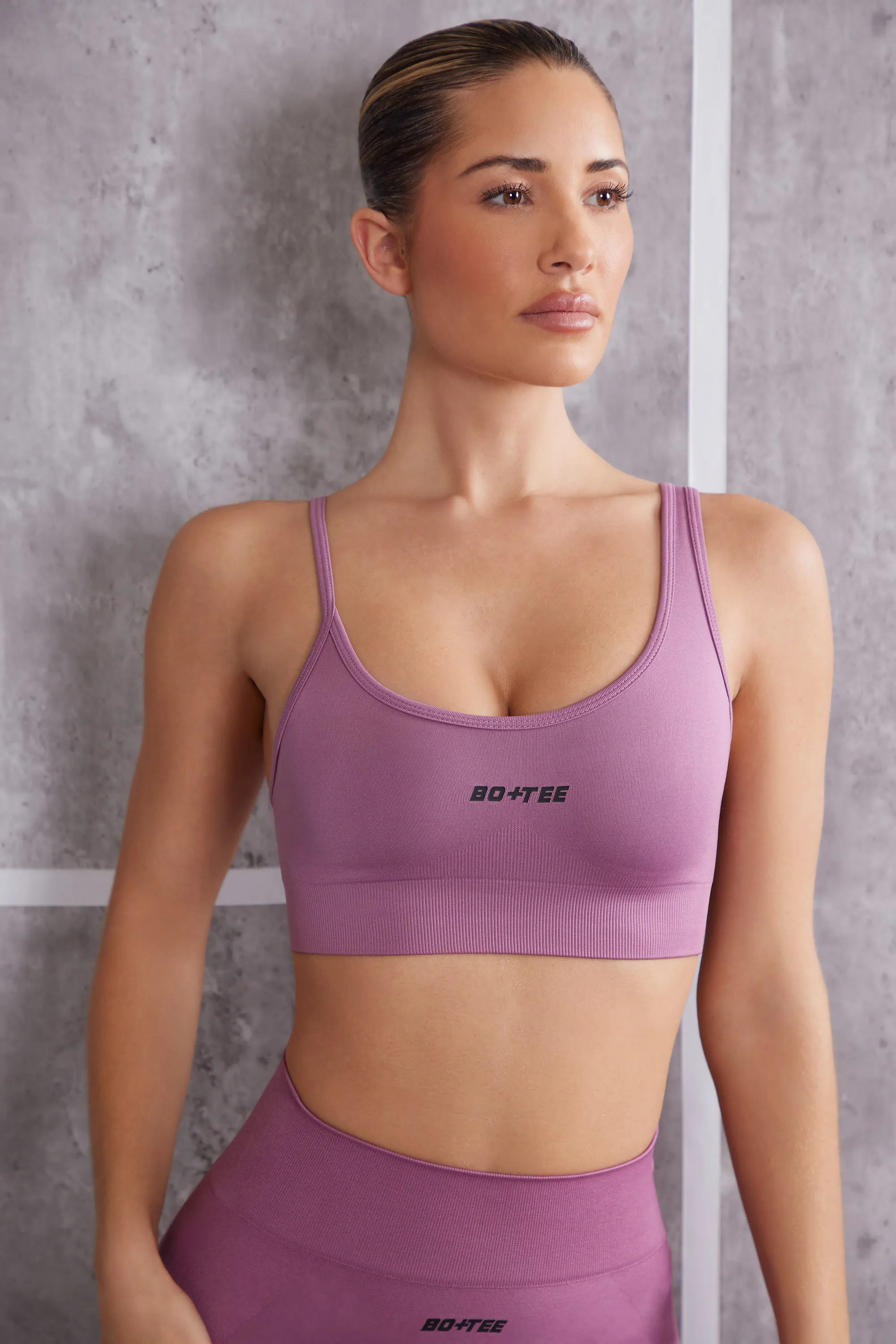 Asymmetric Sports Bra in Pink sold by Bo + Tee product image thumbnail 5