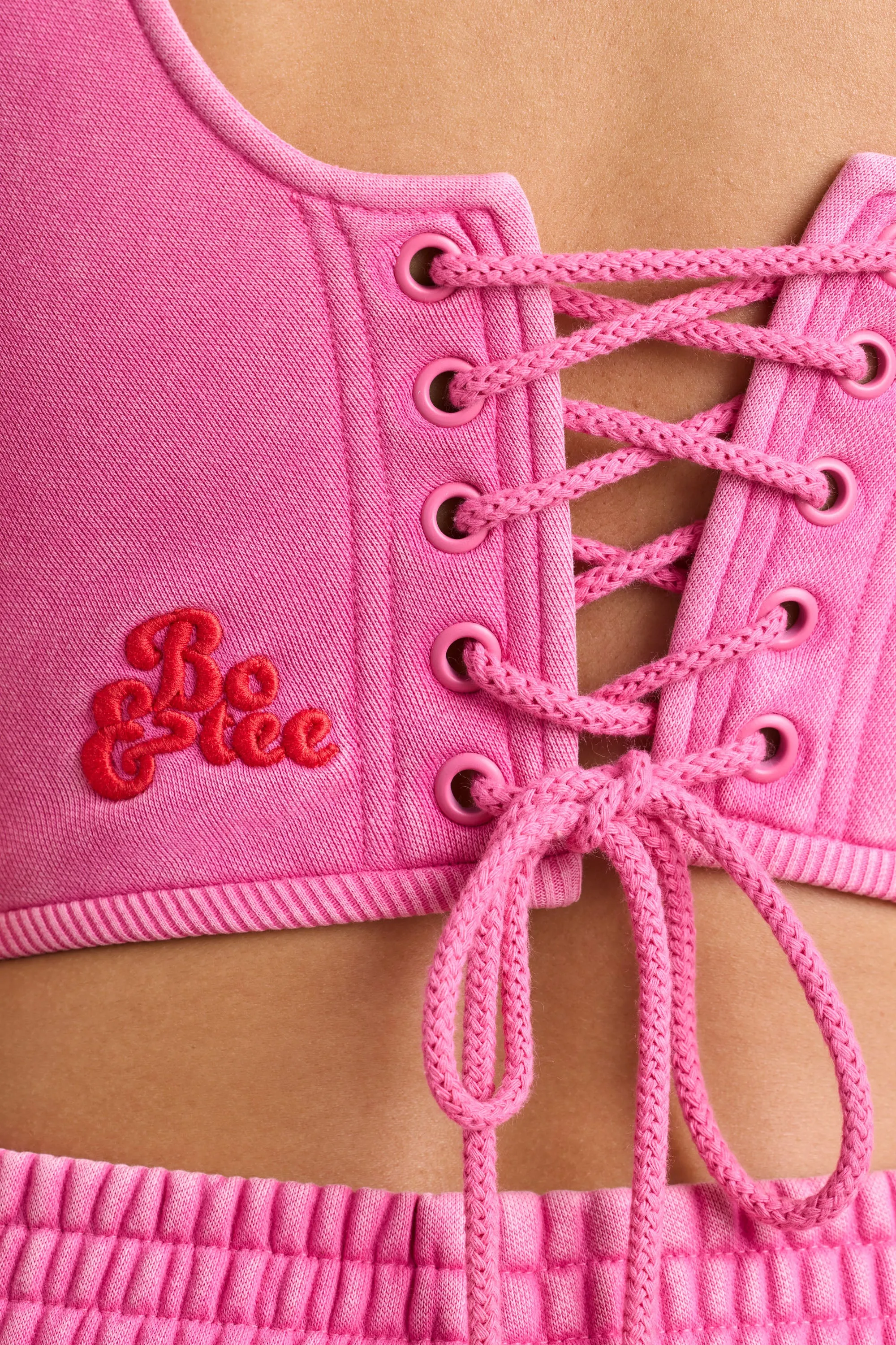 Brushed Jersey Corset Crop Top in Hot Pink sold by Bo + Tee product image thumbnail 5