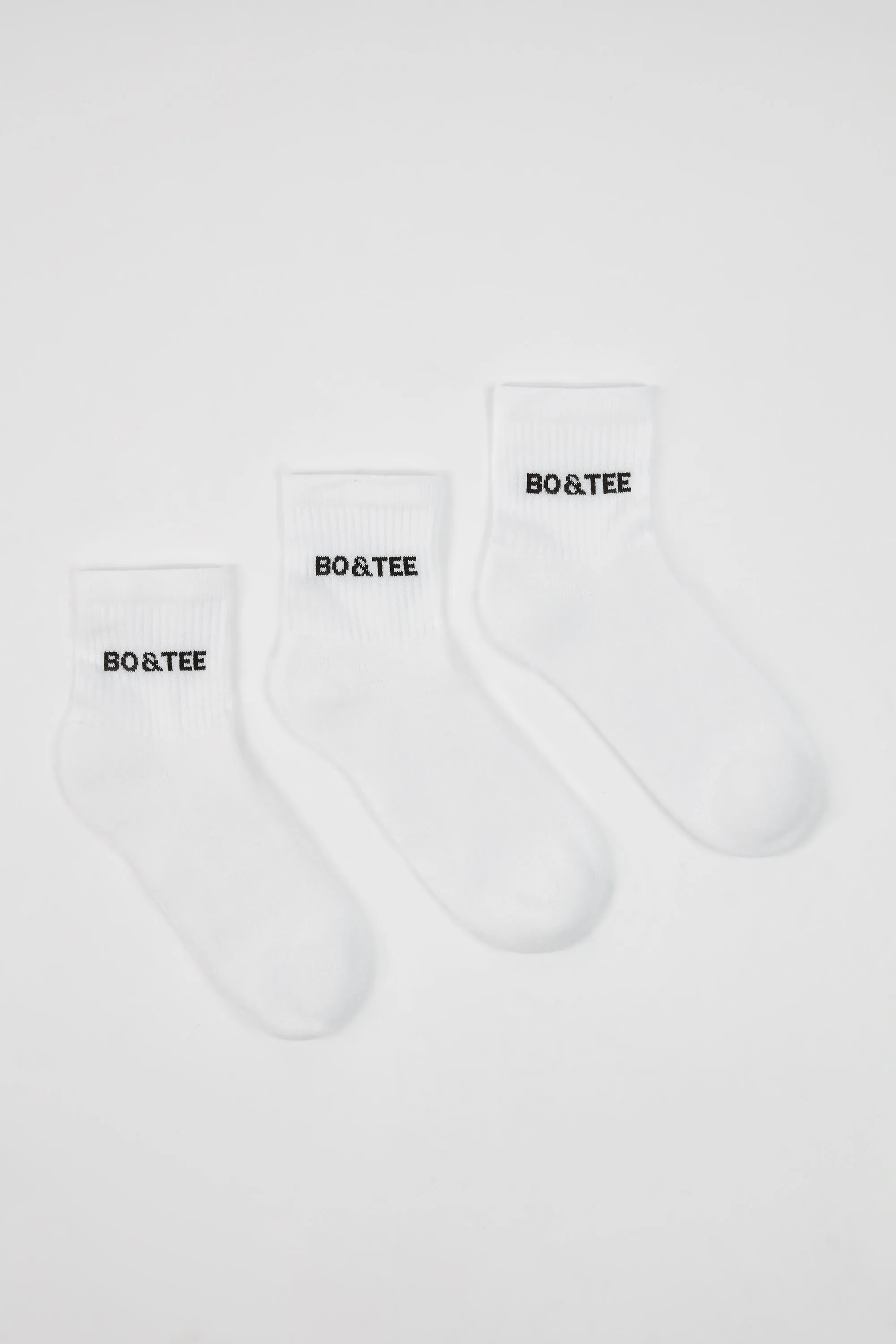 Ribbed Half-Crew Sock Bundle in White sold by Bo + Tee