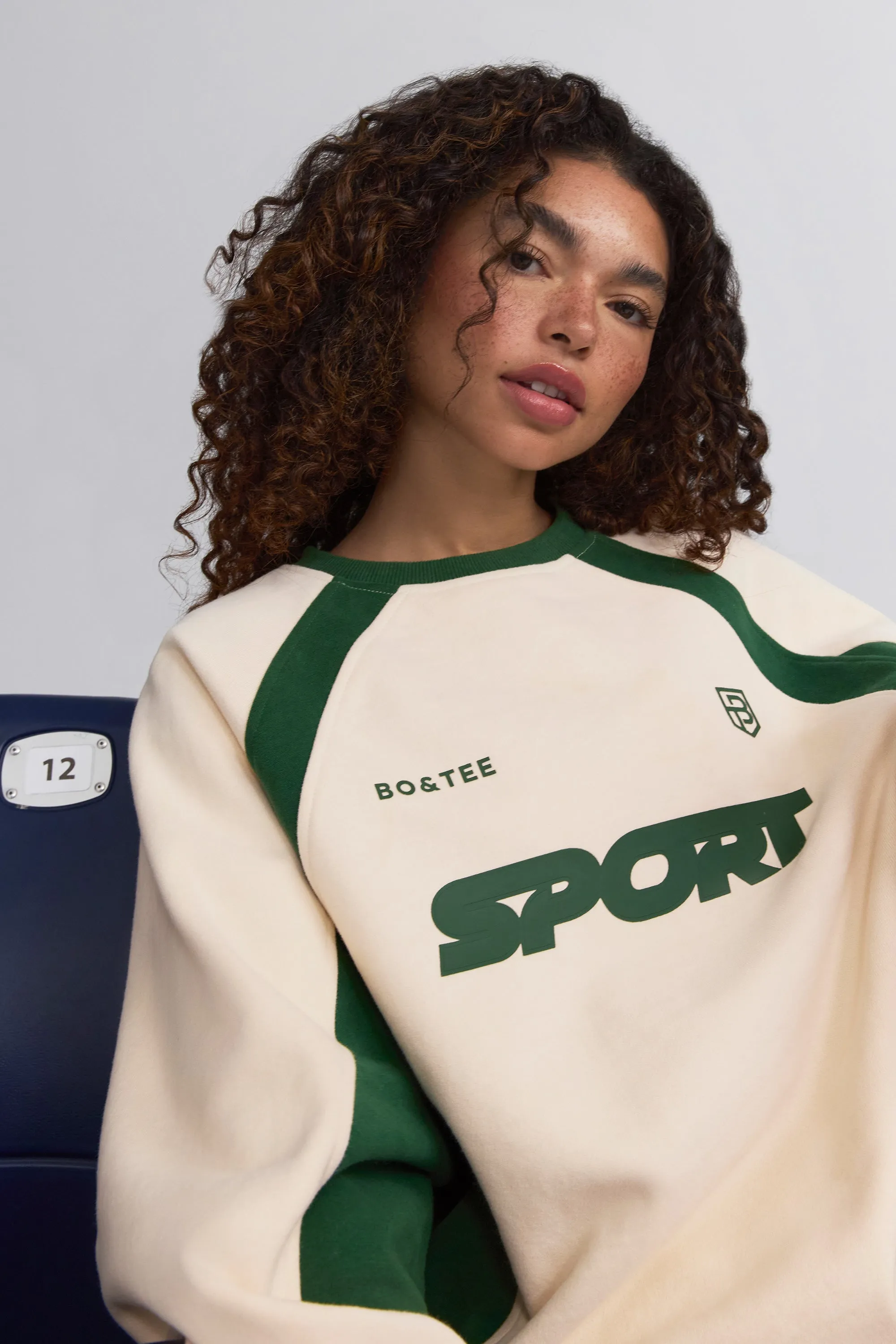 Soft Cotton Fleece Colourblock Oversized Sweatshirt in Marble sold by Bo + Tee