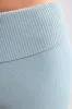 Petite Fold Over Kick Flare Chunky Knit Trousers in Dusty Teal sold by Bo + Tee